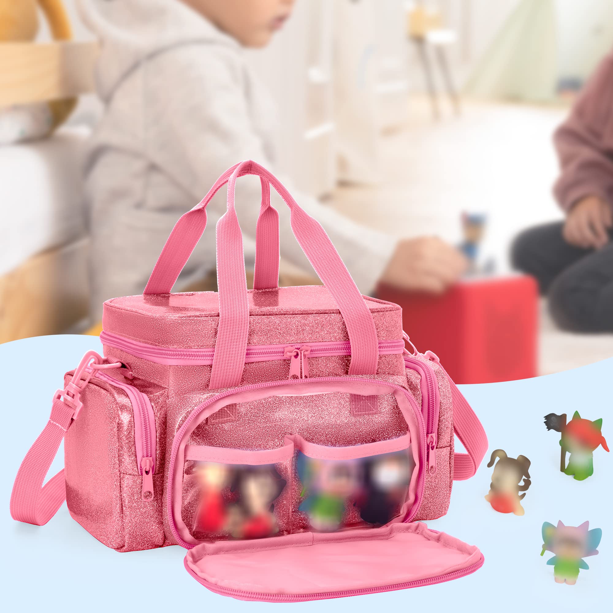 Sac de Transport Compatible Tonie 2/1 Rose, Sac de Rangement pour Lecteur Audio avec Poignée et Bandoulière