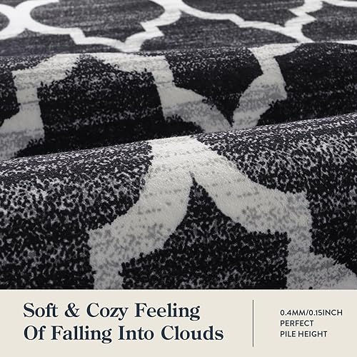 Miniatura 8 de Lahome - Alfombra marroquí antideslizante, lavable, decoración para entrada, cocina, lavandería y pasillo (2 x 4 pies, negro)