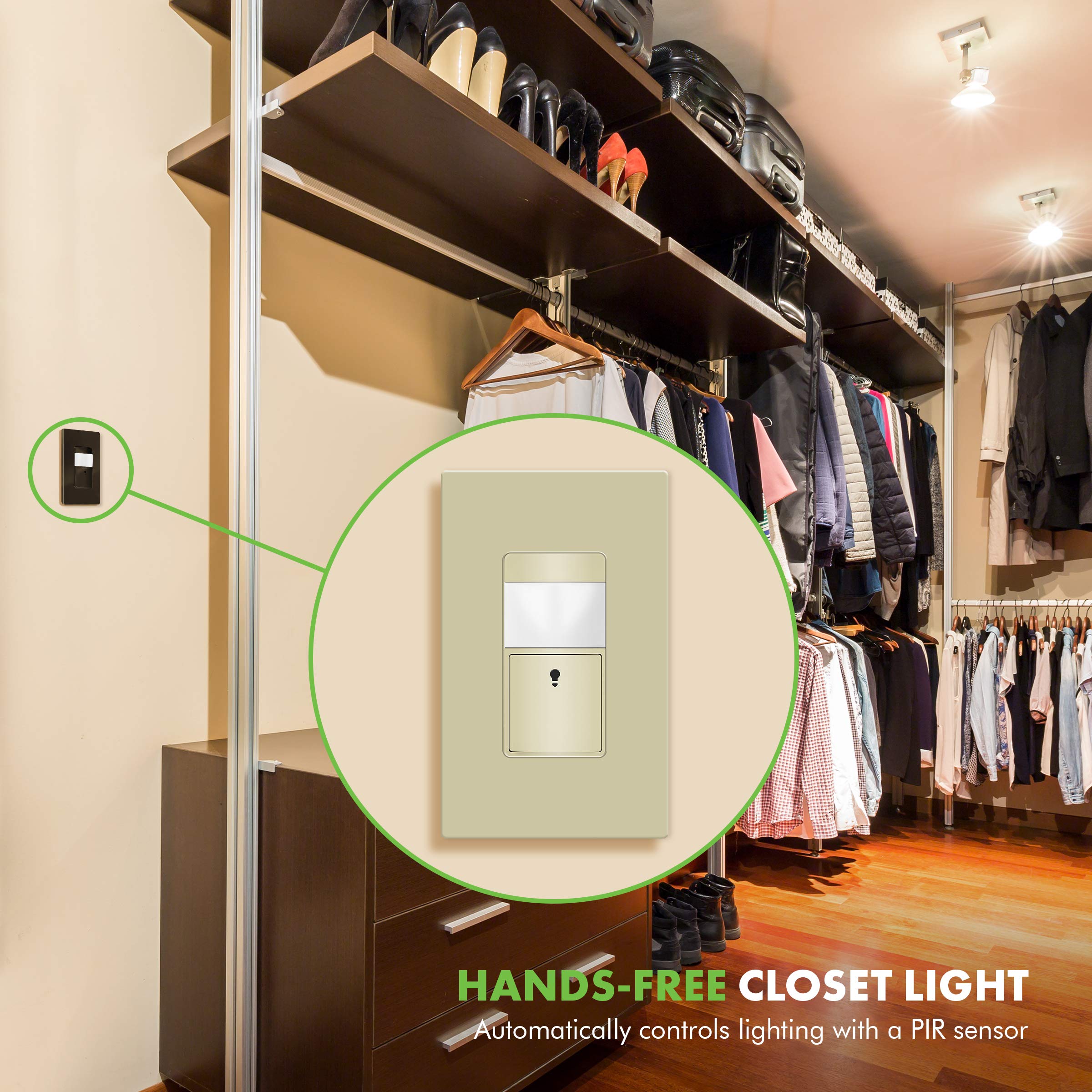 TOPGREENER Motion Sensor Switch, PIR Sensor with Ambient Light Level