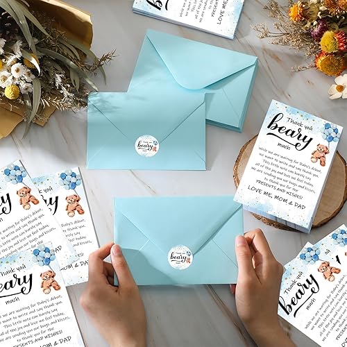 Miniatura 18 de Kisston 50 juegos de tarjetas de agradecimiento con 50 sobres y calcomanías, tarjeta de regalo de agradecimiento para baby shower, revelación