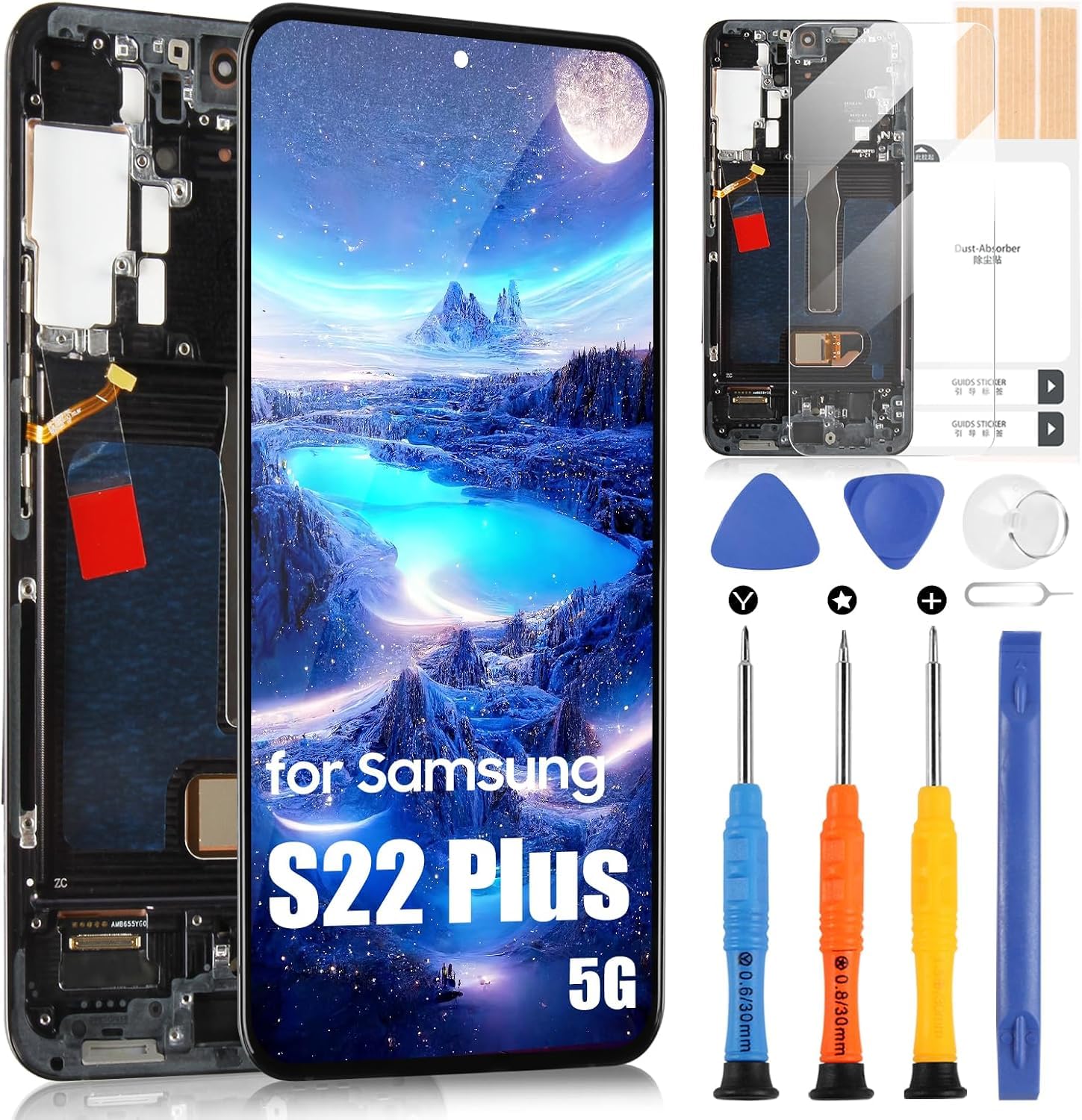 Écran OLED de rechange pour écran LCD Samsung S22+ 5G SM-S906U Noir