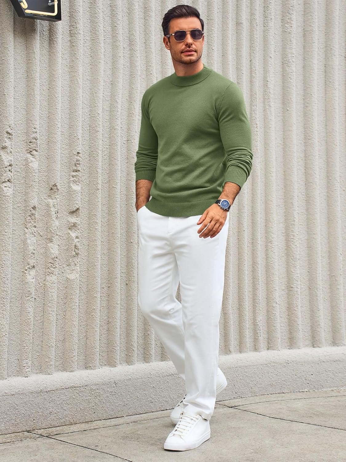 Runcati Mens Mock Turtleneck Pullover Slim Fit Casual Basic Thermal Knit Sweater Lightweight Long Sleeve Pullover Tee - Image 6