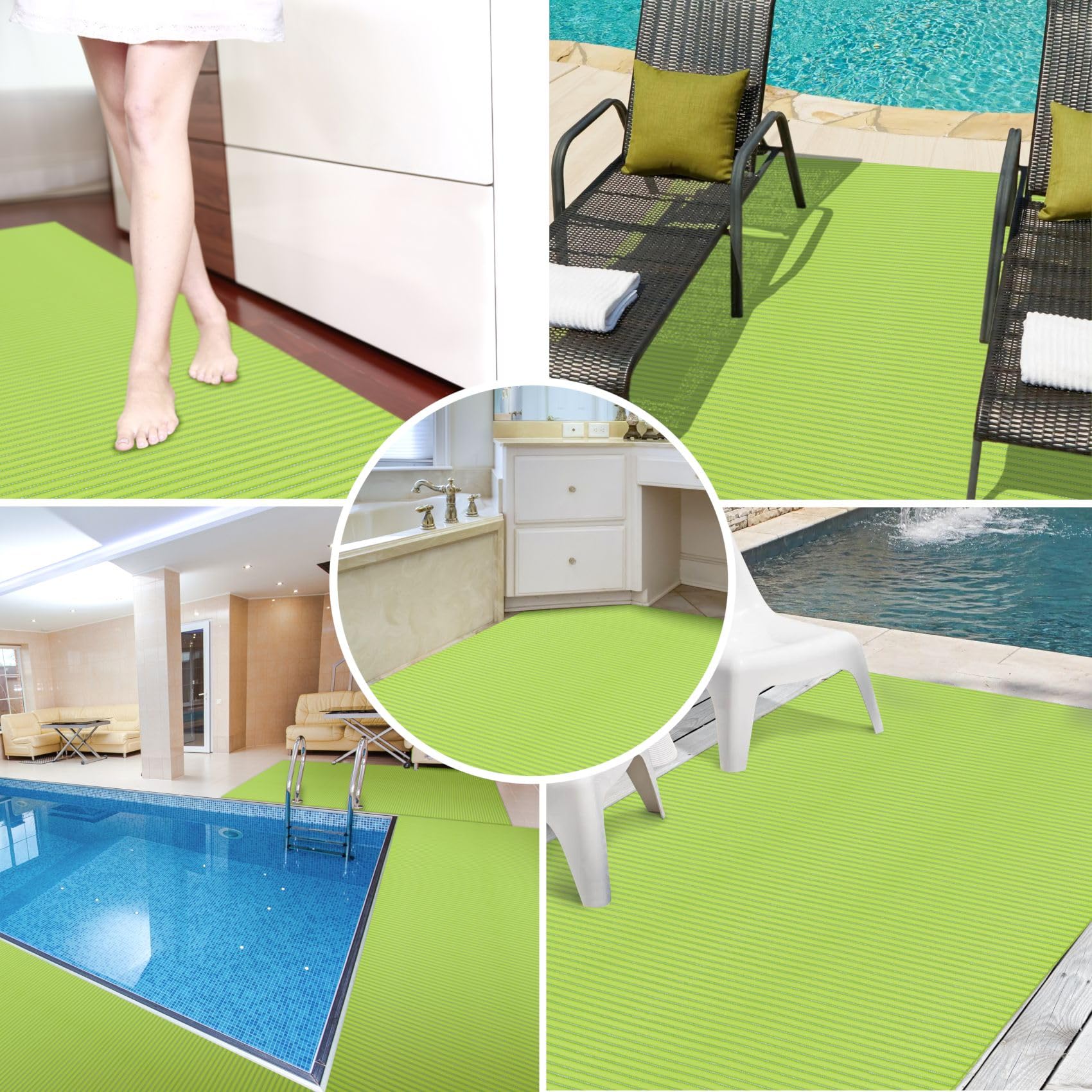 ANRO Alfombrilla de baño de espuma suave, antideslizante, 400 x 130 cm, color verde manzana