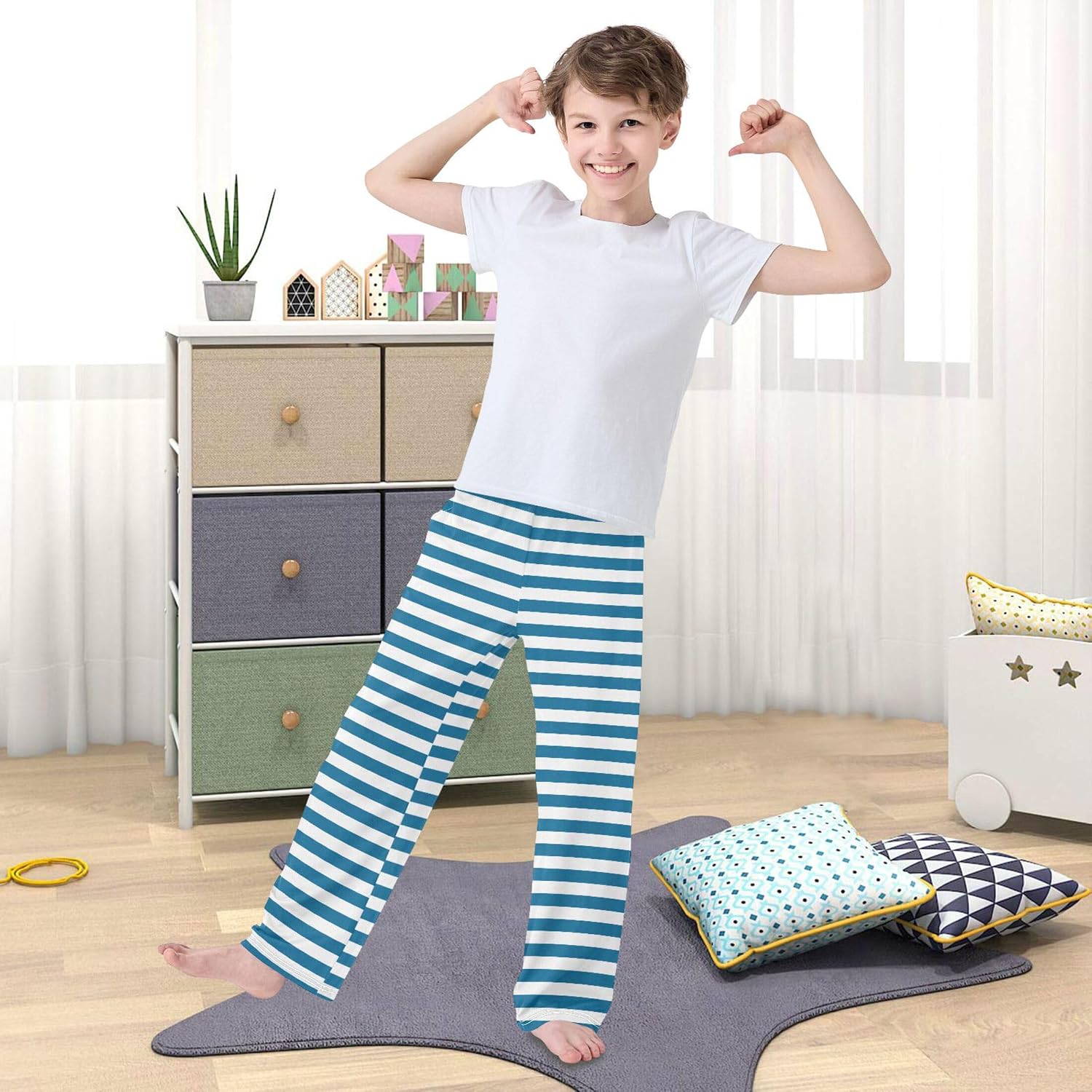 Sinestour Pajama Pants with Pocket Soft Pj Bottom Sleep Pants for 6-14 Years
