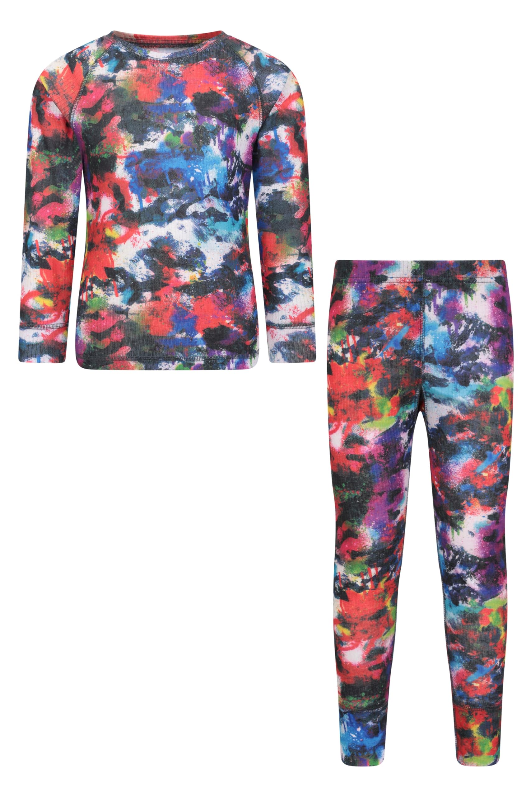 Talus Printed Kids Baselayer-Top & Pants Set - Red