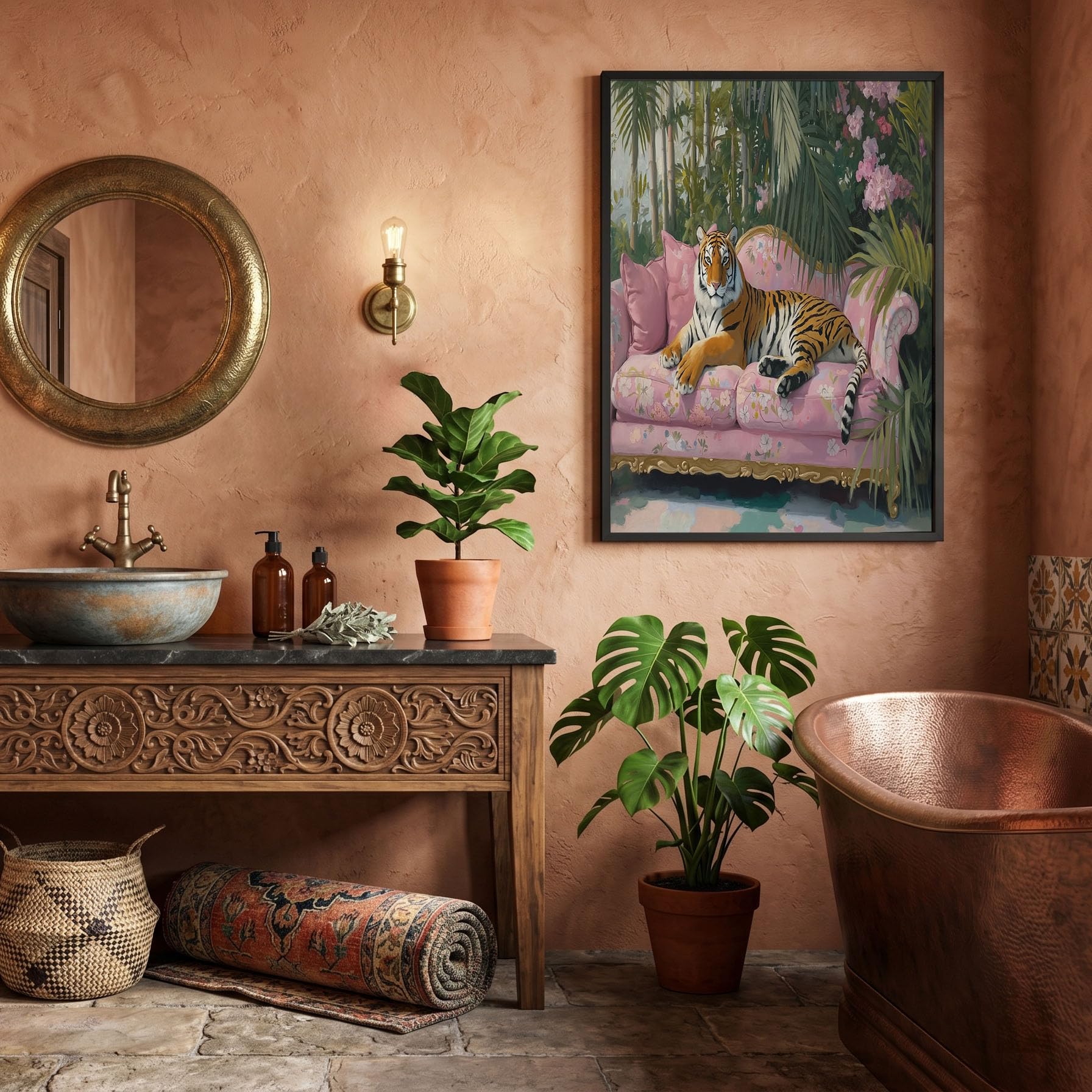 Tableau déco tigre 60x90cm HASLEFND pour salon moderne - 8