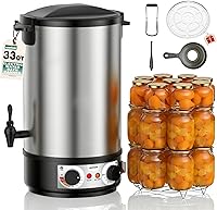 WantJoin 30QT Electric Water Bath Canner - 1800W Stainless Steel, 86-212°F Temp Control, 180min Timer, Fits 11 Quart Jars w/ Rack, Lifter, Funnel