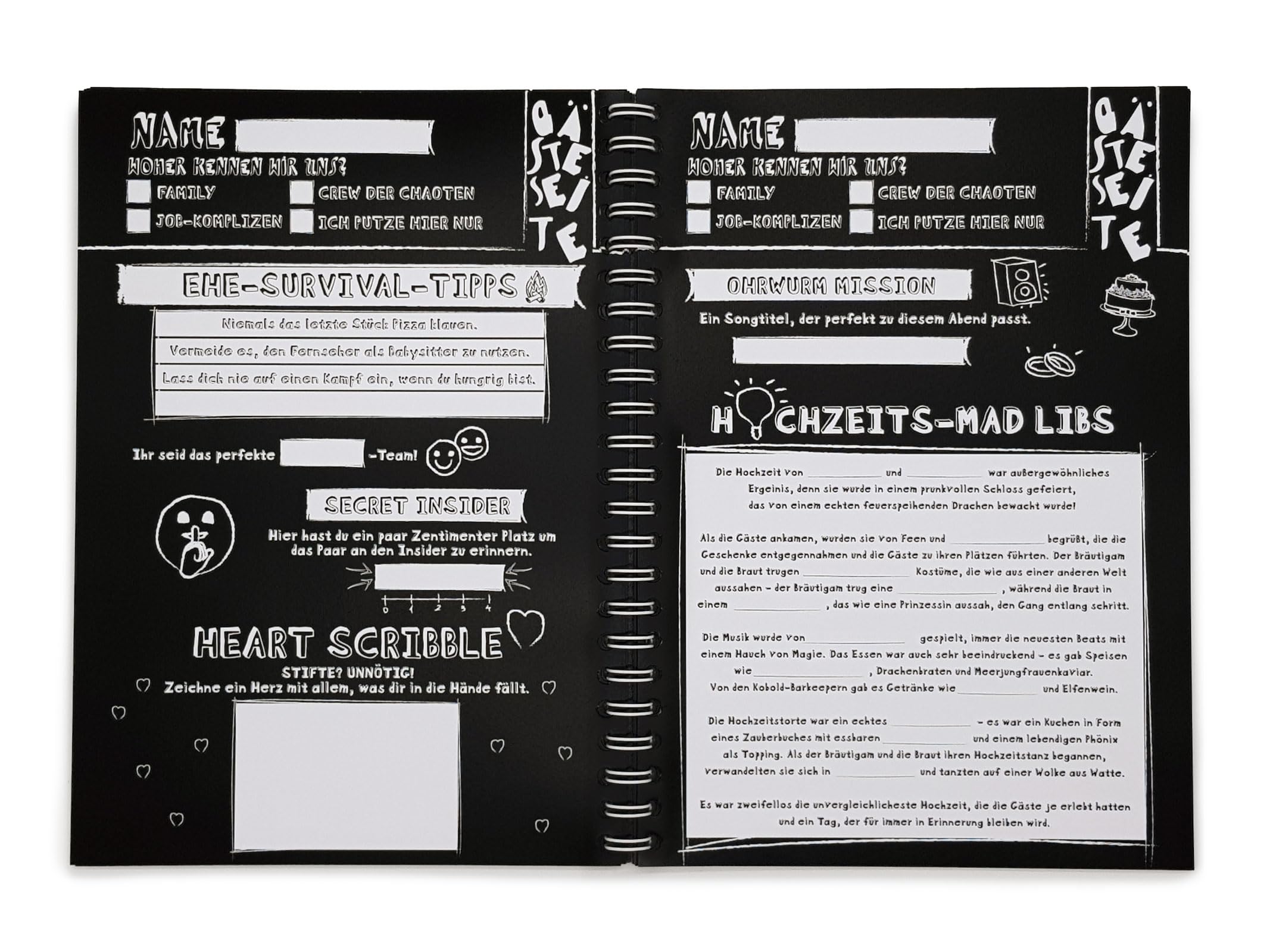 DAS Crazy Gästebuch zur Hochzeit in DIN A4 EIN wirklich böses Hochzeitsgästebuch mit verrückten Fragen zum Ausfüllen