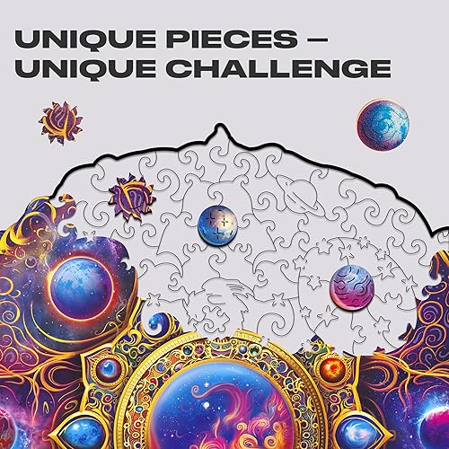 Miniatura 8 de UNIDRAGON Rompecabezas de madera original Mandala Space Dreams tamaño mediano 9.8 x 9.8 pulgadas (9.8 x 9.8 in) rompecabezas para adultos y niños,