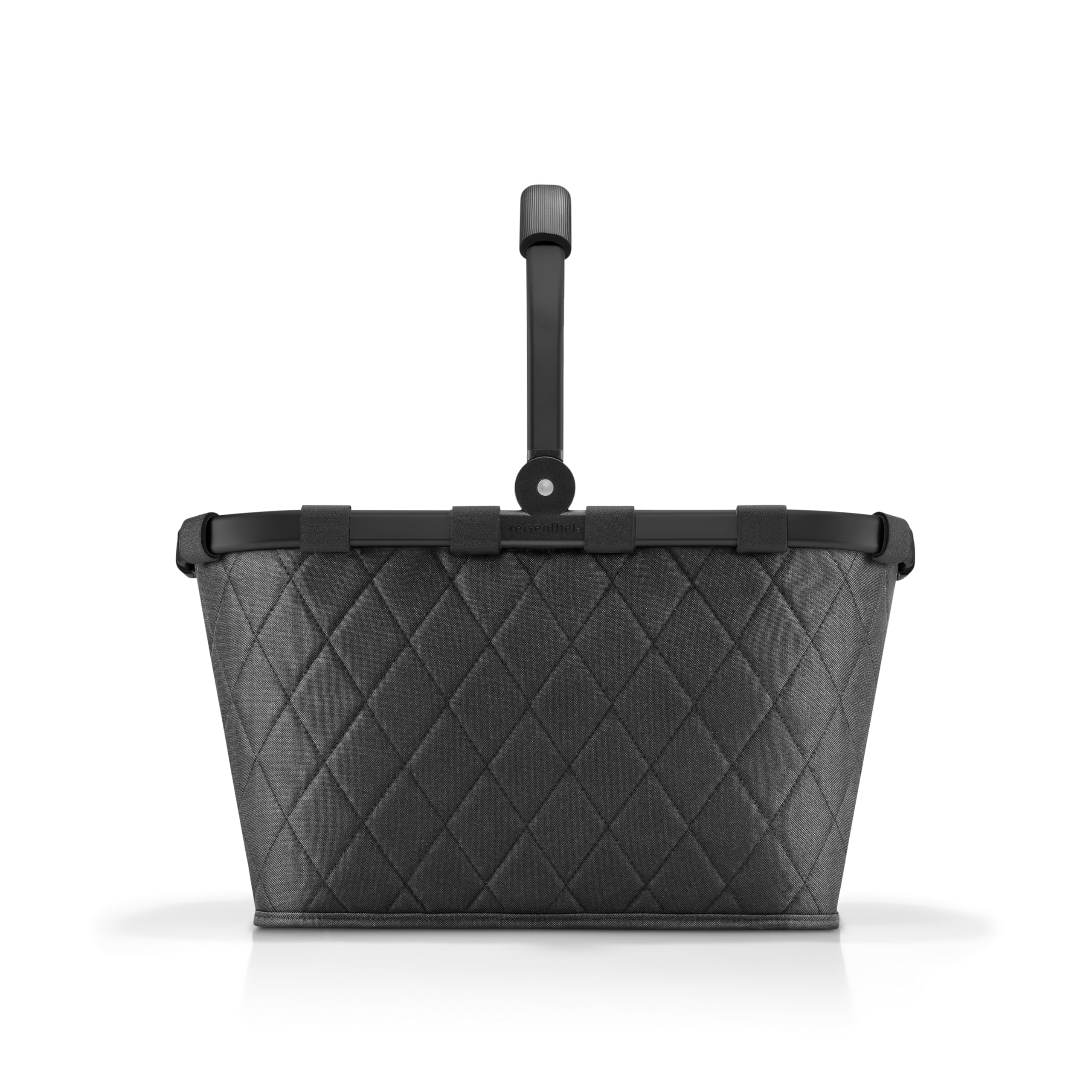 reisenthel Carrybag Frame Rhombus Black - Cesta de la compra estable con mucho espacio de almacenamiento y práctico bolsillo interior, diseño elegante e impermeable