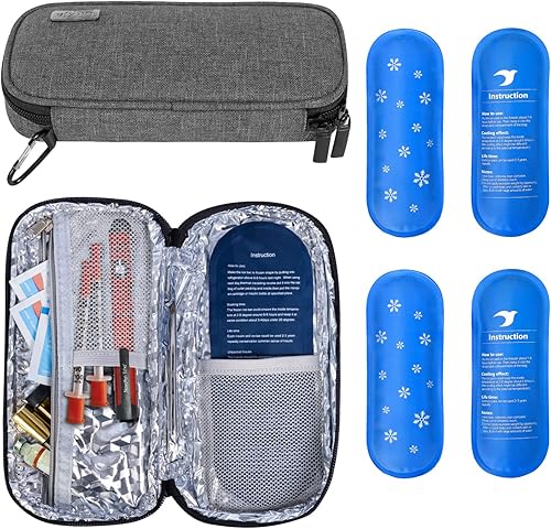 Miniatura 1 de Luxja Estuche de viaje de insulina con bolsas de hielo reutilizables para enfriador de insulina (paquete de 4), color gris