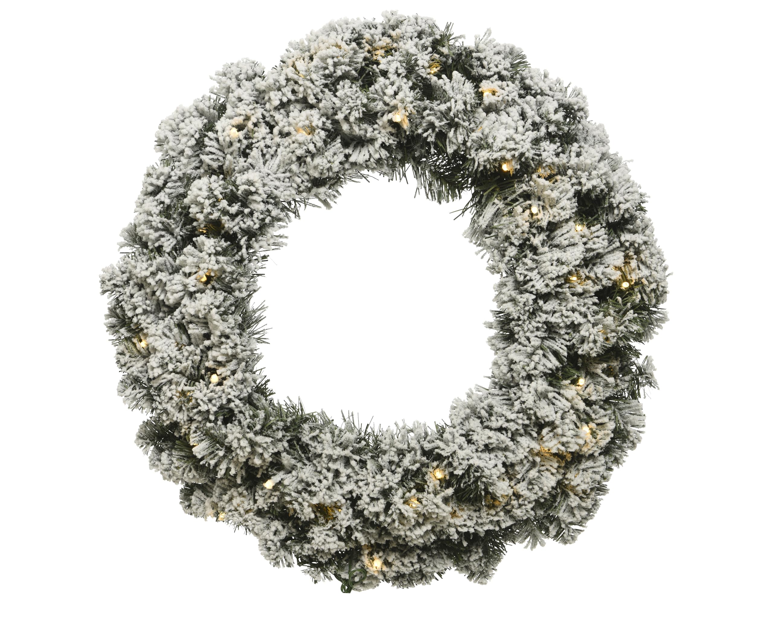 Kaemingk White, Silver Snowy Imperial Wreath Prelit