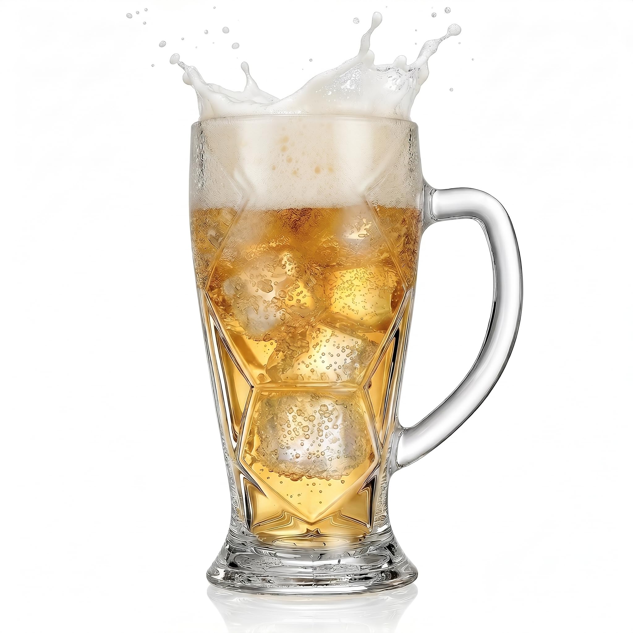 VILLCASE 600ml Football Beer Mug (1 Pint Glass), Football Pattern Glass Tankard with Handle, Heavy Duty Beer Cup for 2026 Sports Viewing Parties, Sports Fan Gifts for Men & Dad