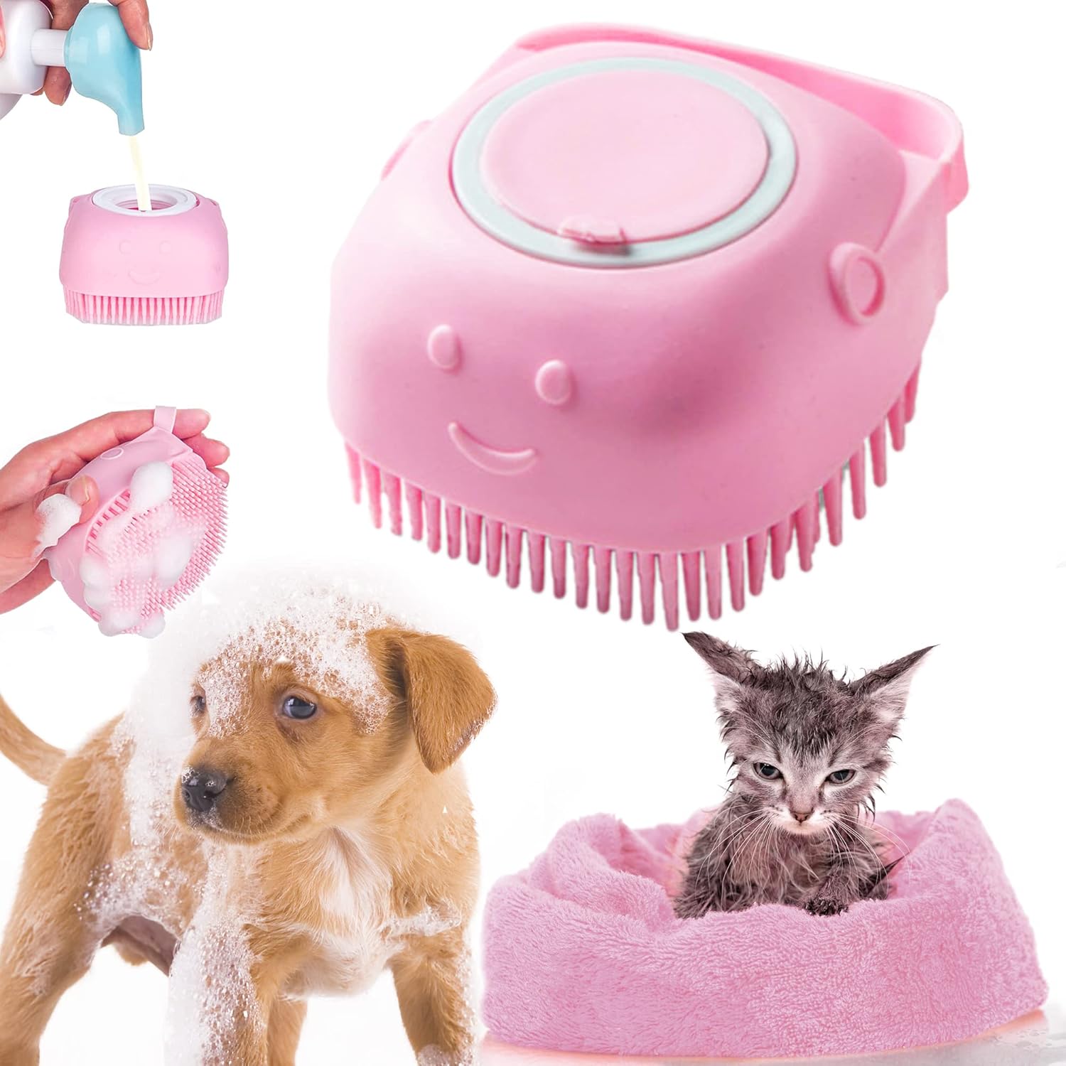 Pet Bath Brush Soft Silicone Dog Shampoo Brush Grooming Brush Cleaning Brush Soft