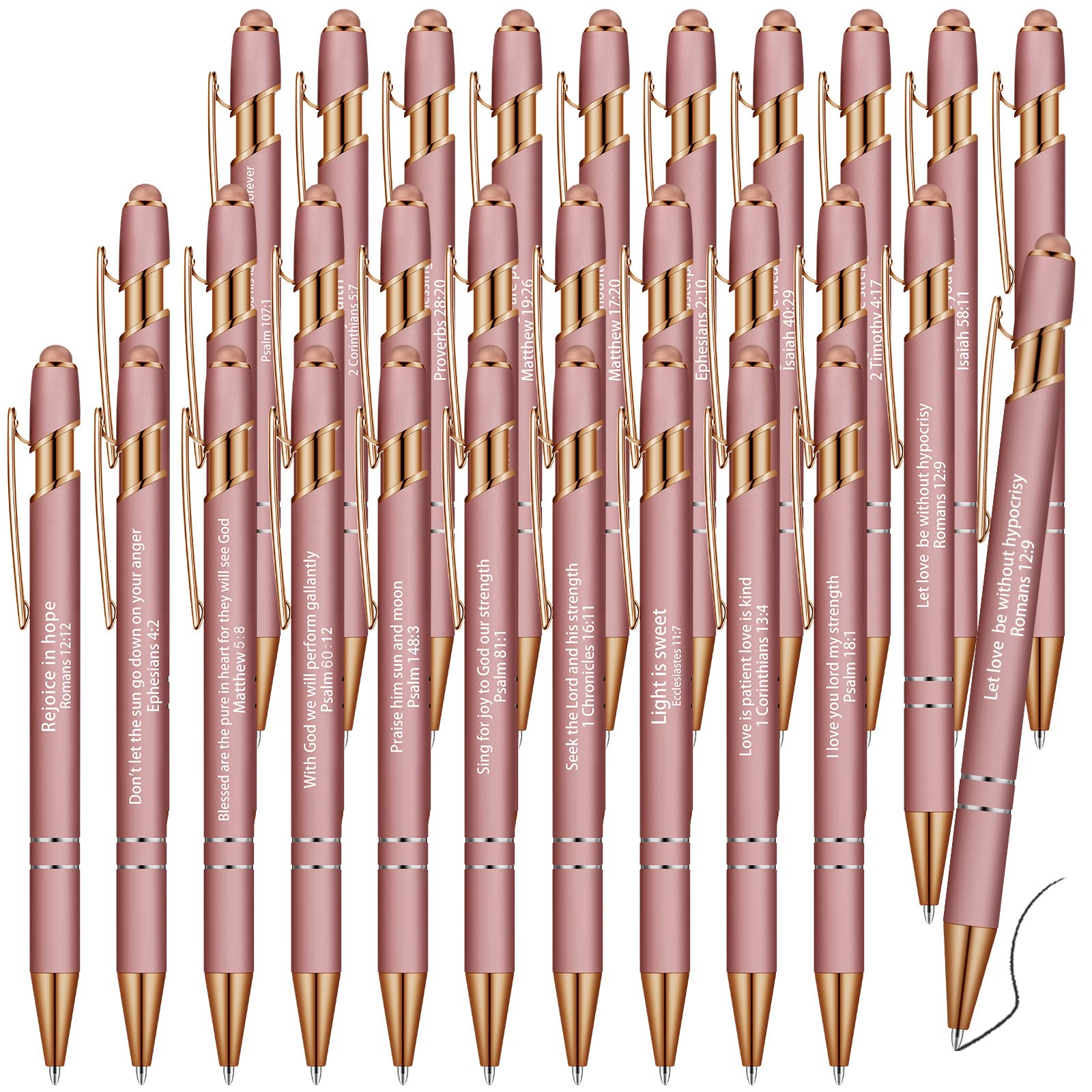 Geosar 30 Pcs Christian Bible Pens for Women Inspirational Pens Bulk Motivational Quotes Funny Ballpoint Inspirational Gifts for School Office Coworkers Teachers, Black Ink(Pink)