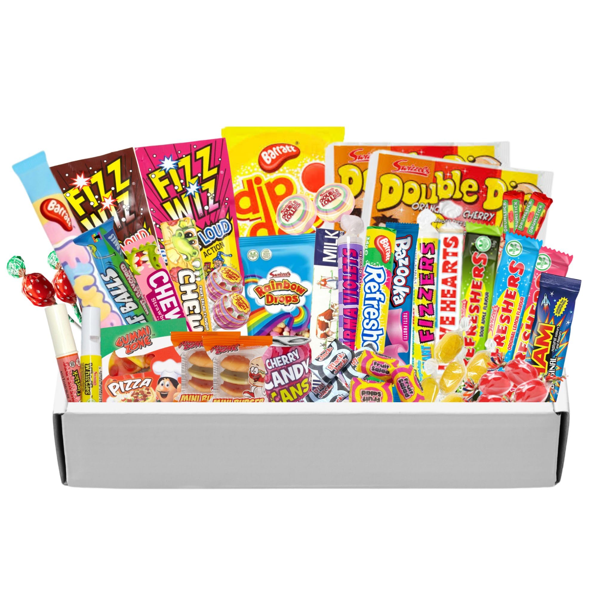 Retro Sweets Gift Box - Retro Sweets Hamper with 50x Items. Candy Boxes For Women, Men & Kids. Valentines Sweets, Valentines Gifts for Him & Her