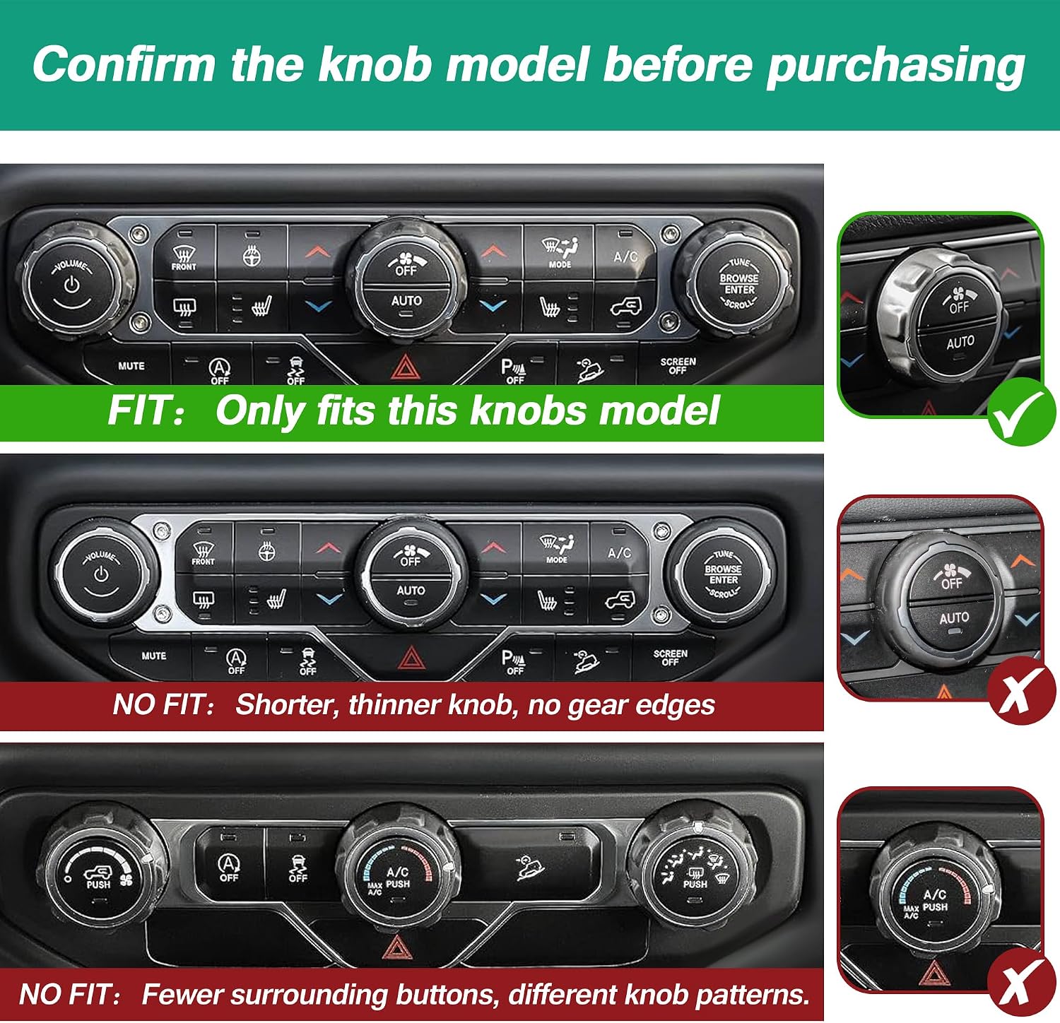 for 2024-2026 Jeep Wrangler JL JLU & 2024-2026 Gladiator JT Accessories, 12PCS Aluminum Knob & Button Cover Set for Power Window Switch, Push Start, AC, Volume, Headlight & Air Vent, Green