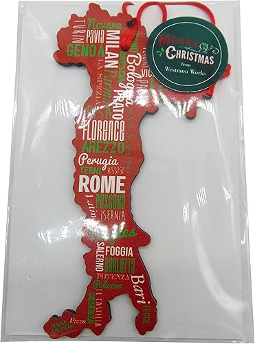 Miniatura 2 de Adorno de madera para árbol de Navidad de Italia con nombres de ciudad y ciudad, 6 pulgadas