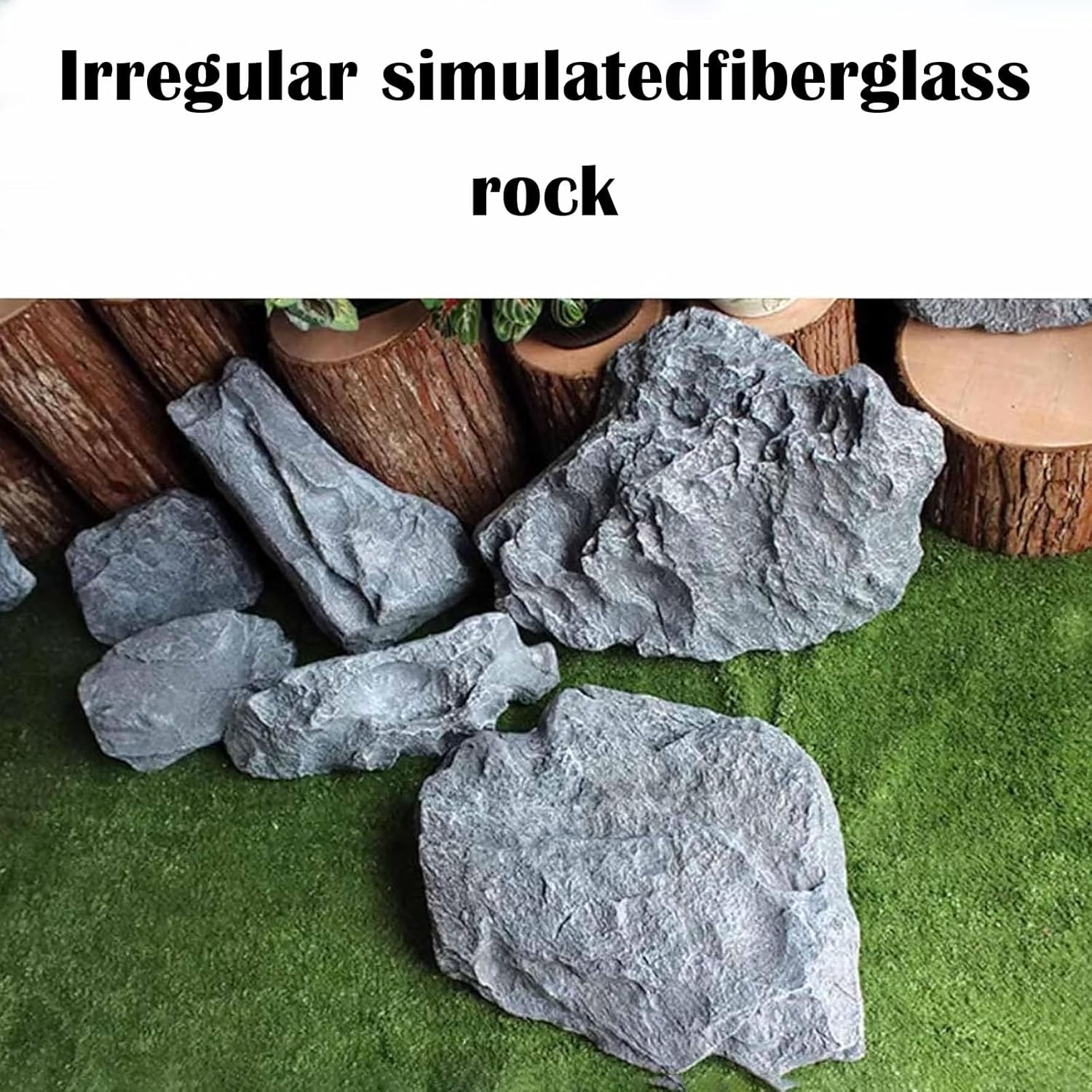 Landscape Rocks, Irregular Rock Cover for Yard, Fiberglass Solid Fake Rocks, Rocks for Plants Indoor for Aquarium Décor, Garden Photography, Pool Landscapes, Landscaping.(Size:53 * 40 * 19cm)