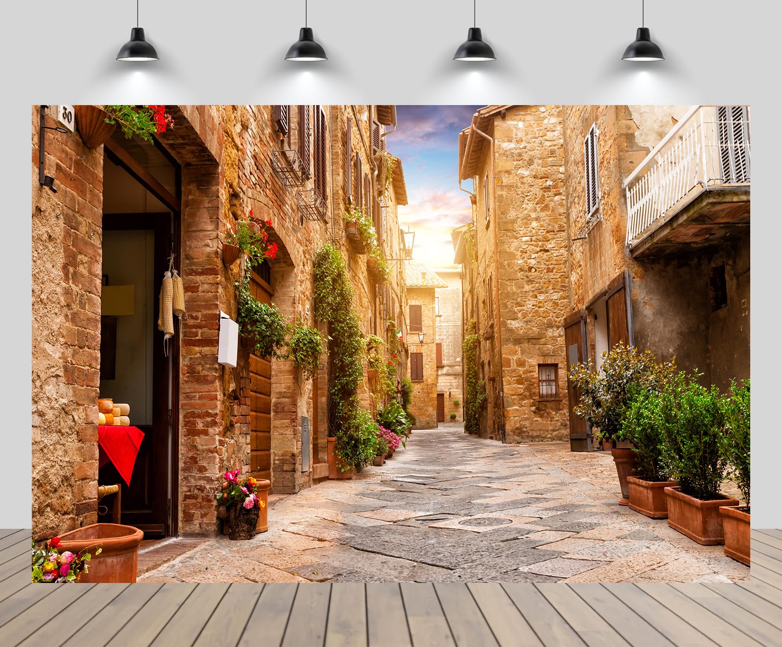 Loccor 7x5ft Europe Tapestry Photography Backdrop Old Town Alley European Country Landscape City Scenery Background For Family Reunion Dinner Birthday Party Decor Adult Kids Photo Booth Props - View #6