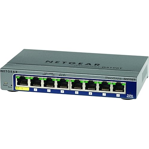 NETGEAR GS108Tv2 8-Port Gigabit Smart Managed Pro Switch, ProSAFE Lifetime Protection