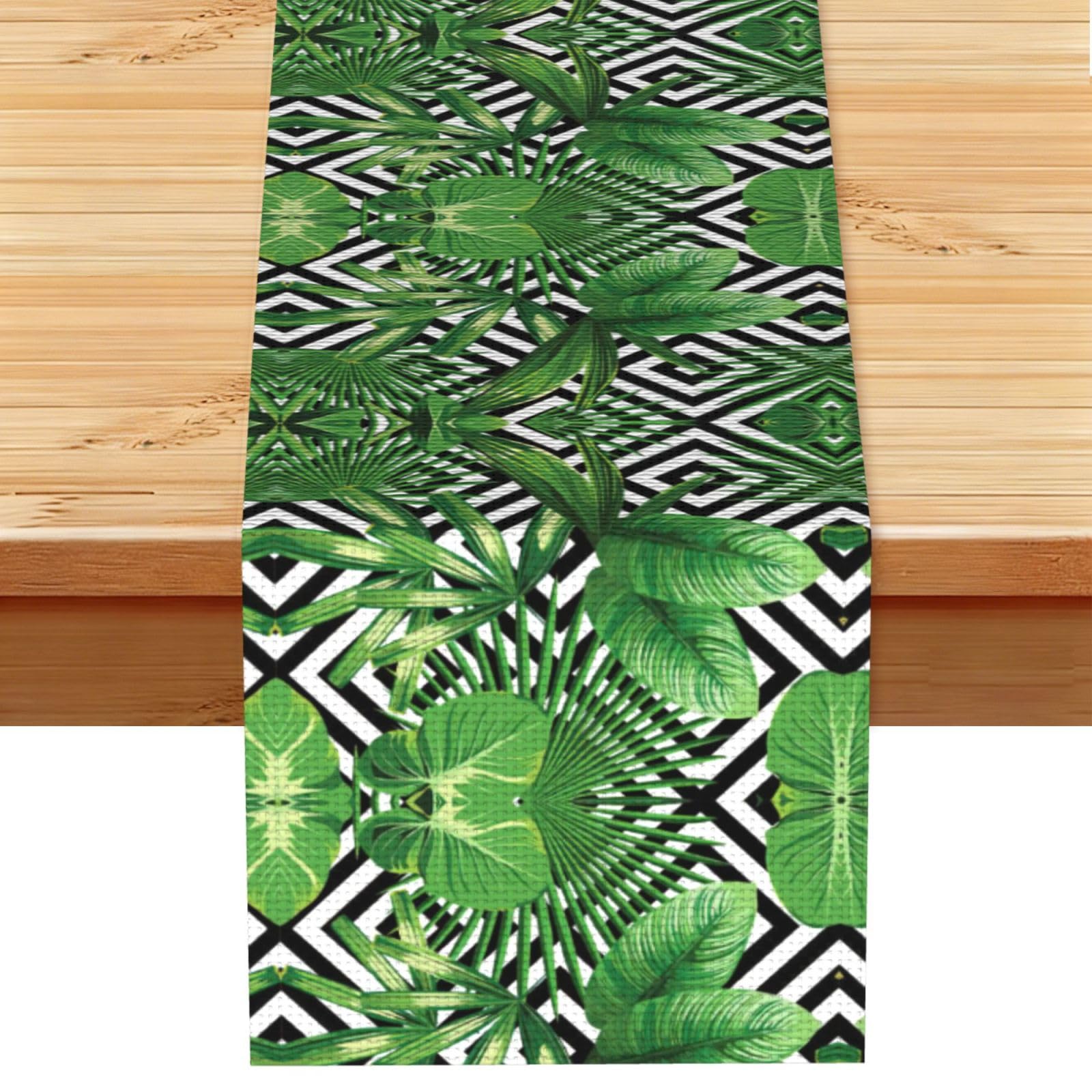 tropical leaves Stylish Printed Table Cloth, Decorative Table Runner 13x72in for Home, Party and Banquet Home Decor