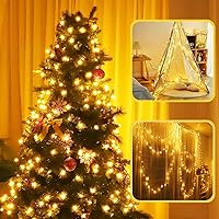 Vista 6 de Tiras de luces LED para Navidad al aire libre, 300 LED, 32 m, 8 modos, impermeables, enchufables, de conectar, luces de globo para decoraciones