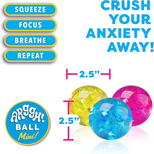 Miniatura 8 de Power Your Fun Arggh - Mini bolas antiestrés con purpurina y minibolas antiestrés de meteorito Arggh, paquete de 3 unidades, juguetes sensoriales