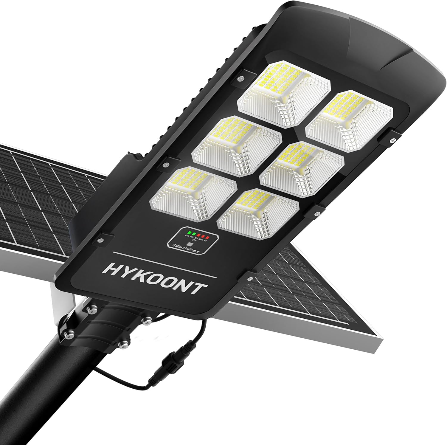 HYKOONT BD006 Solar Street Light Dusk to Dawn Solar Lights Outdoor with Remote Control, 6500K Daylight White IP66 Waterproof Solar Powered Street Light for Yard, Garden, Street 1Pack