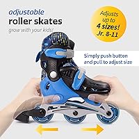 Vista 3 de New-Bounce - Patines en línea ajustables para niñas y niños, para niños, adolescentes y adultos jóvenes, patines al aire libre para niños de 8 a 12