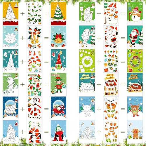 Miniatura 3 de 60 hojas de calcomanías de Navidad para niños de 4 a 8 años, calcomanías de pintura de Navidad por números, regalos de Navidad, regalos de fiesta,