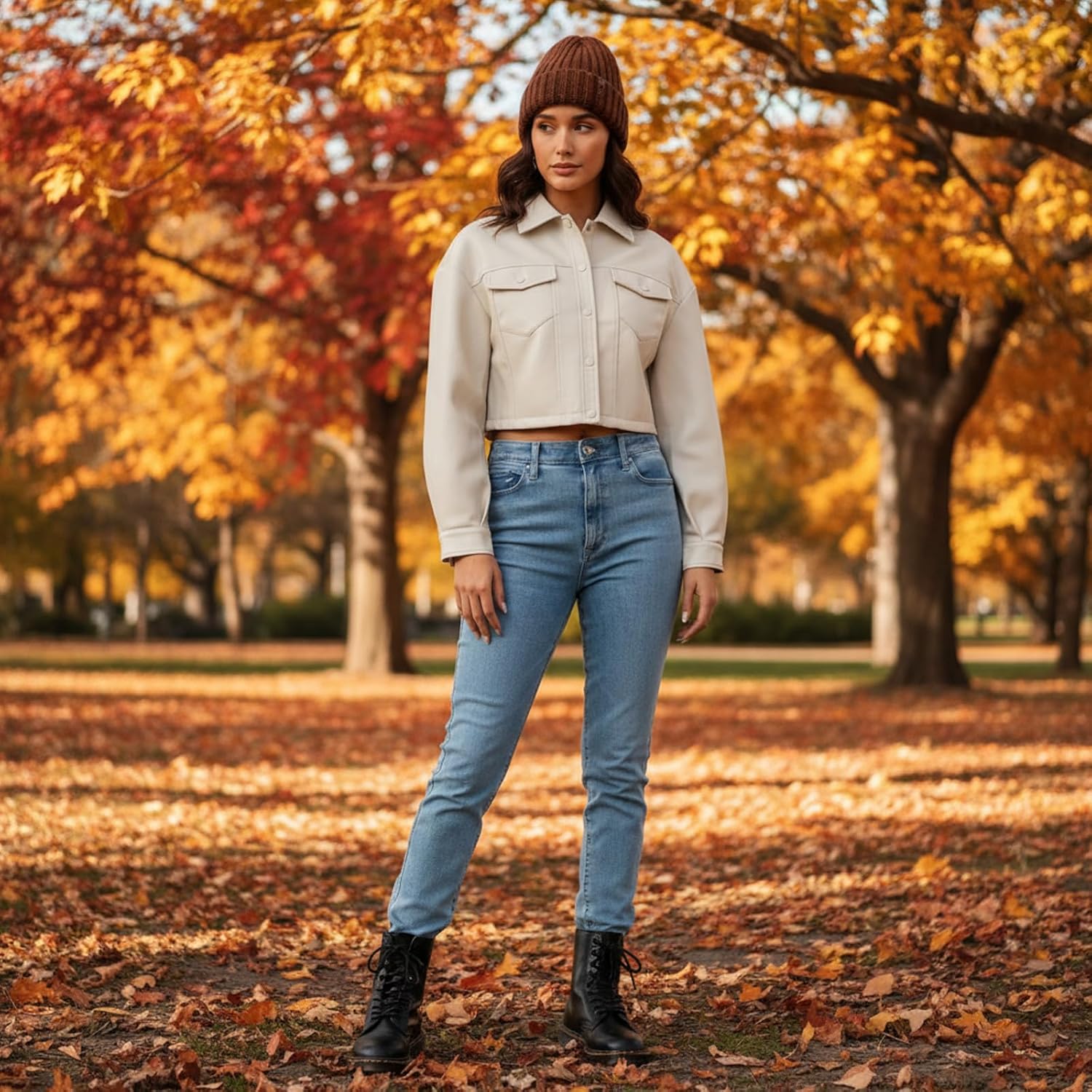 CHIGUO Women Faux Leather Cropped Jacket Trendy Moto Biker Short Jacket Fashion PU Coat Party Jacket - Image 5