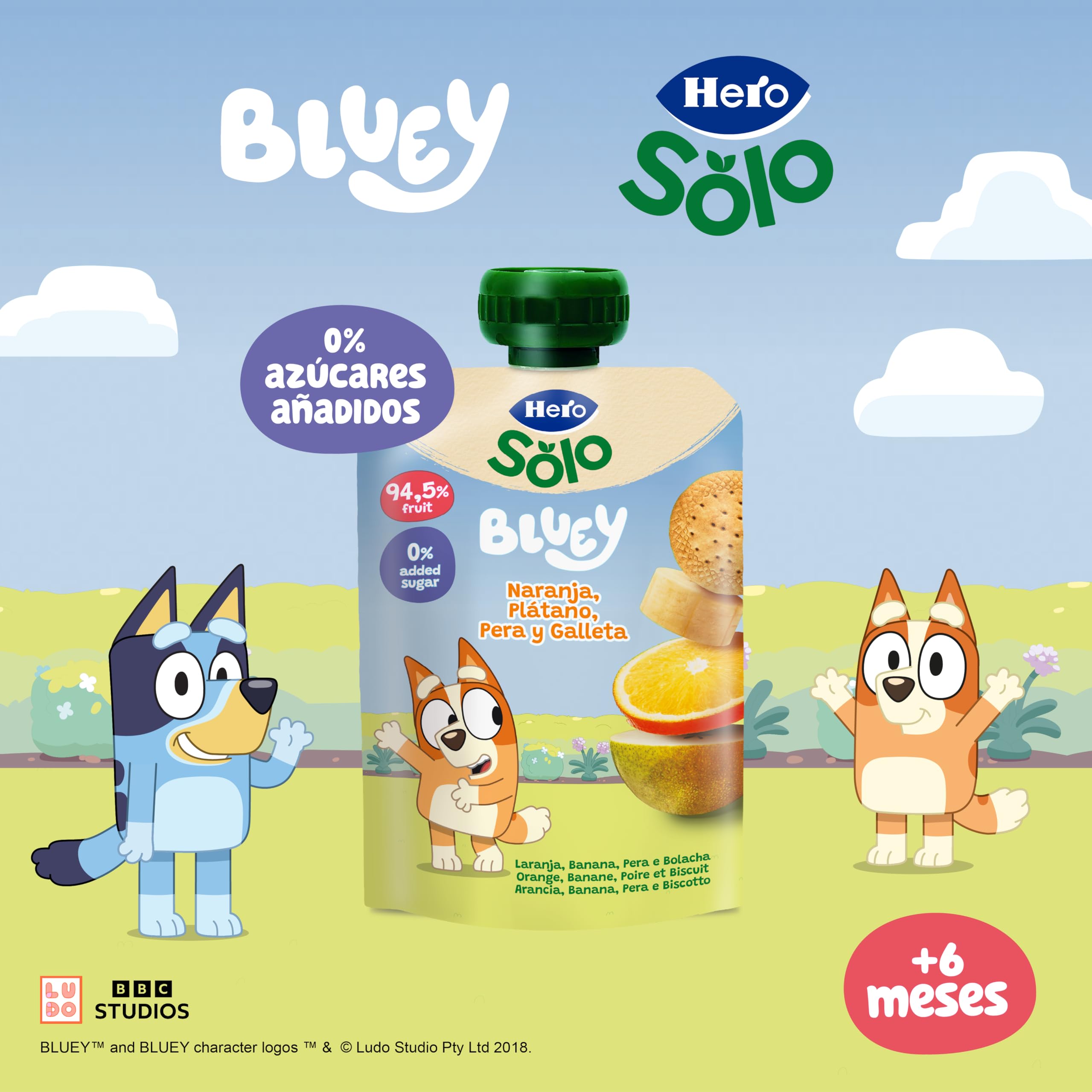 Alimento infantil con puré de frutas y galleta Hero bolsa 100 g