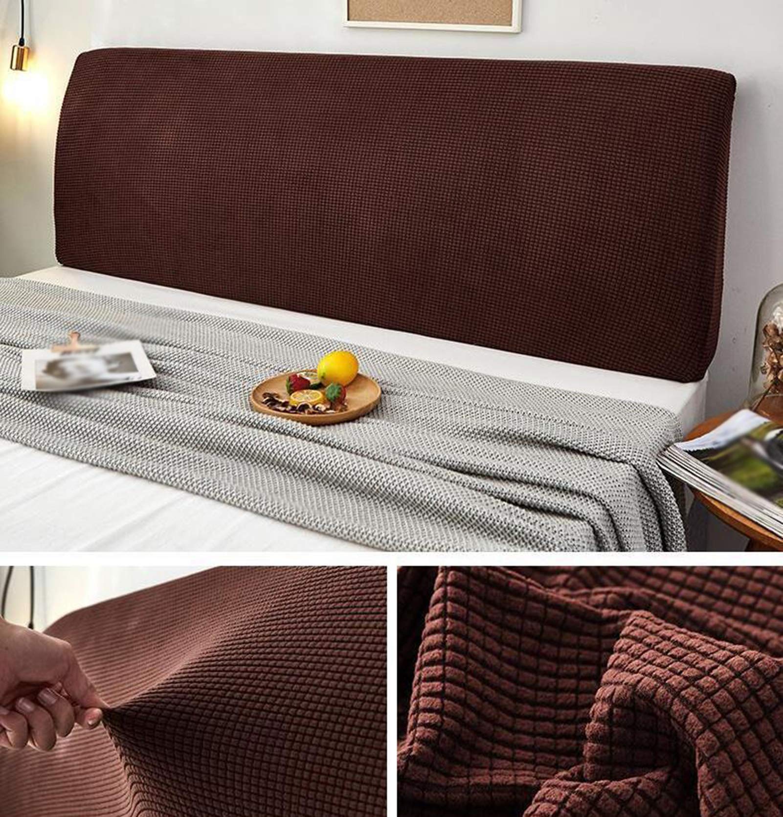 Copritestiera Letto In Pelle PU - Copertura Elastica Antipolvere Per Testiera, Grigio 180cm - Foto 9