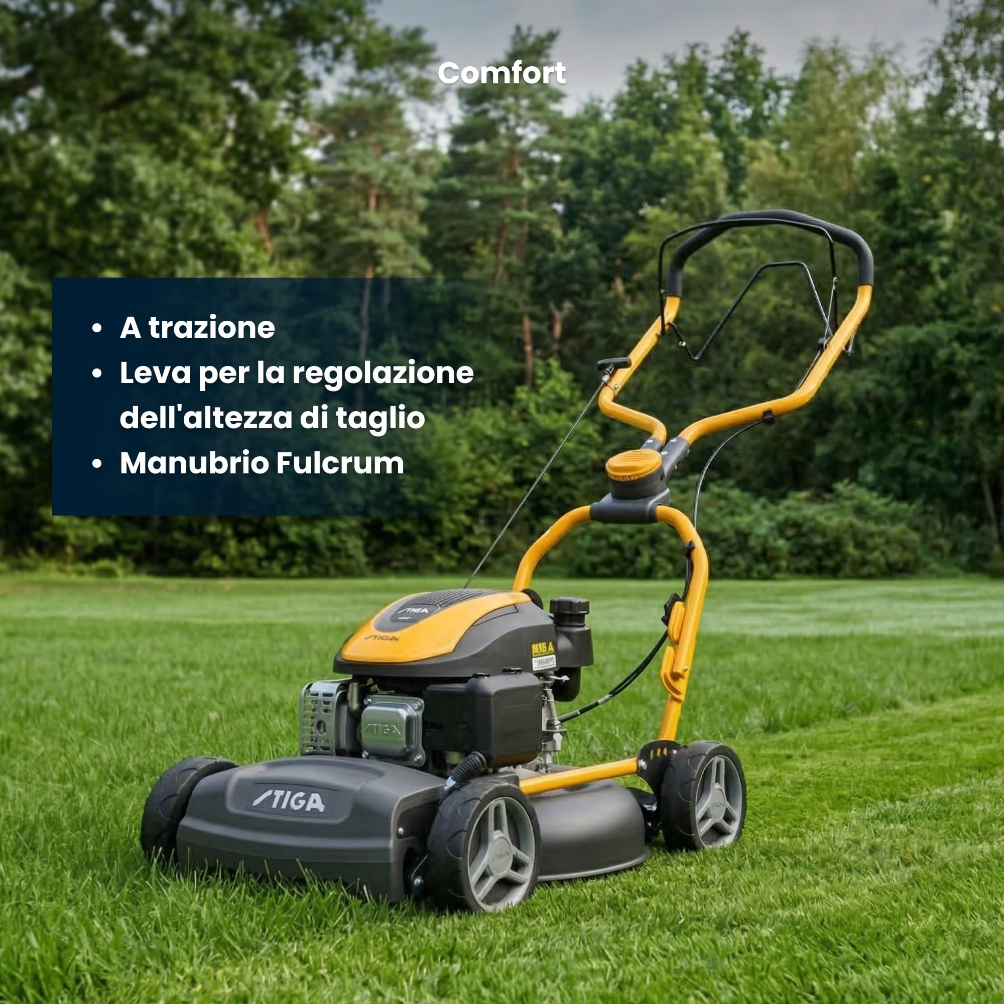 STIGA Multiclip 547 S Tagliaerba a Scoppio, 123 cc, 45 cm – Mulching Integrato, Manubrio Fulcrum Regol. – Prati