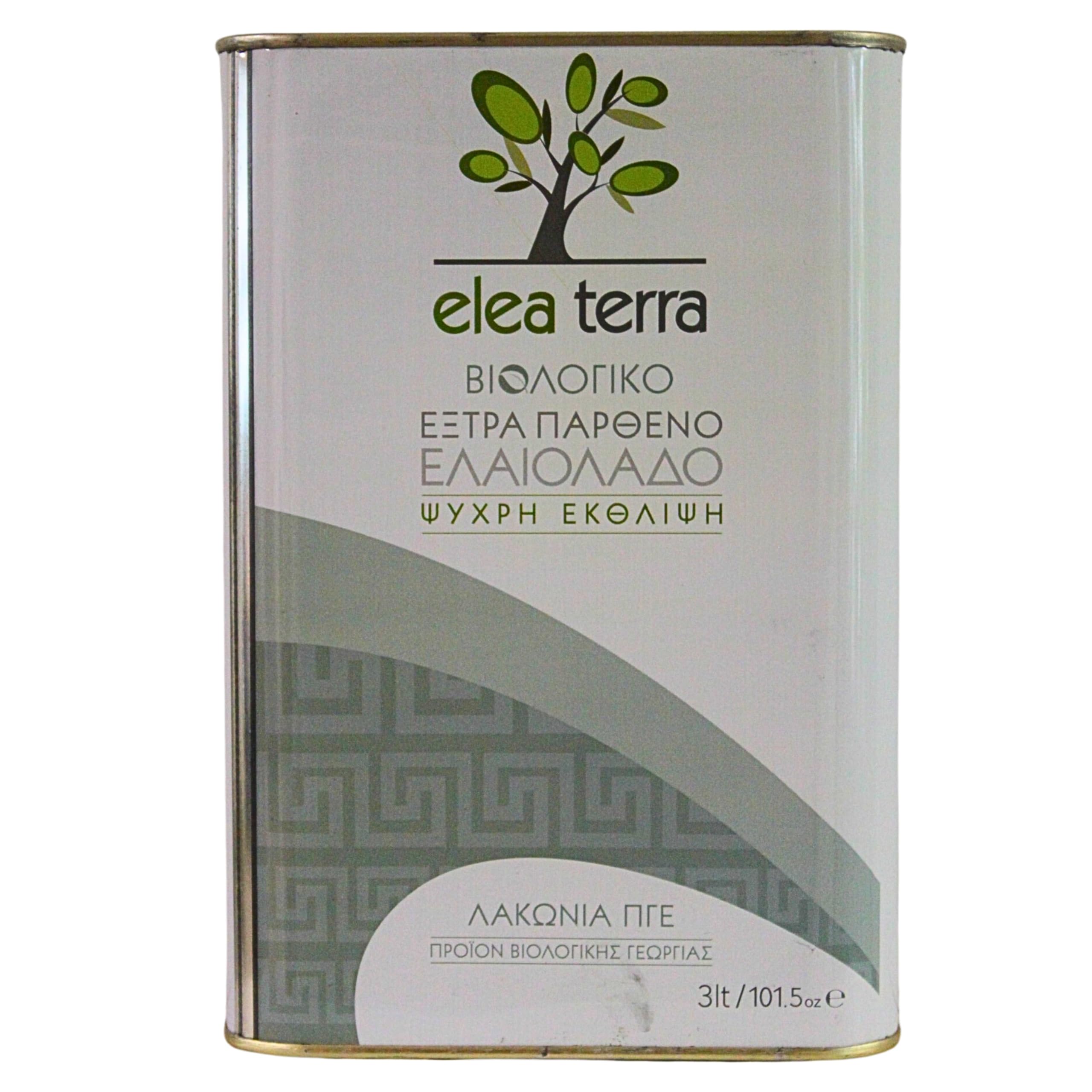 Elea Terra Premium Bio Olivenöl nativ extra, 3L Dose | kalt extrahiert,erste Kaltpressung, geschützte Herkunft aus Lakonien,Griechenland –für feine Küche & gesunde Mittelmeerdiät