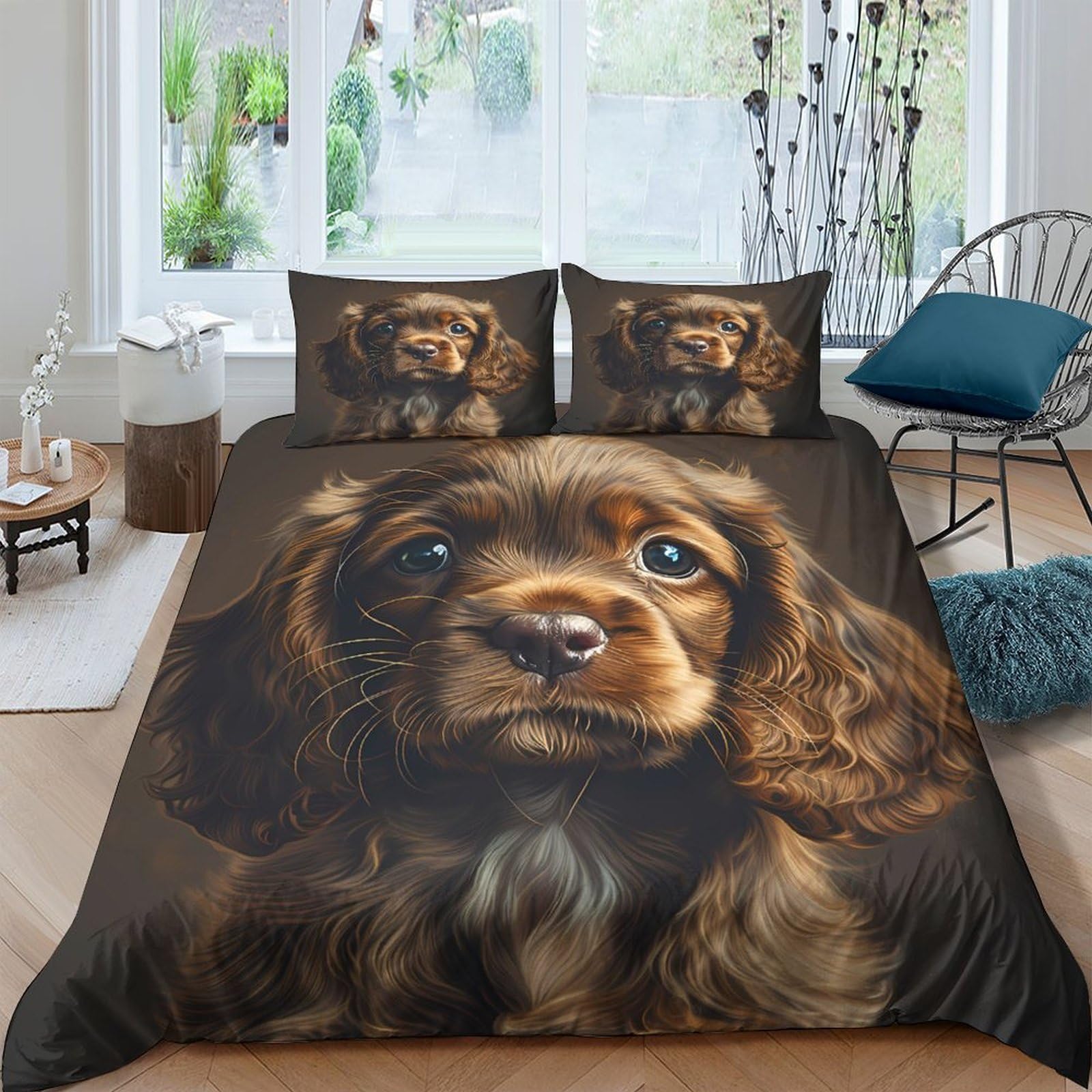 Ctjqhvkz Style-6 3D Printed Brown Puppy Fitted Sheet Microfiber Soft Breathable Dog Face Mattress Cover For Bedroom Guestroom Decor Single（135X200cm）