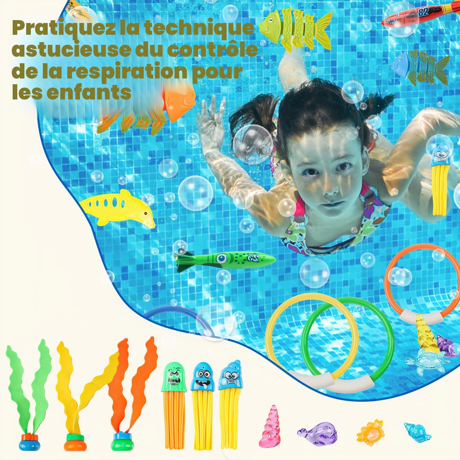 Jouets de plongée pour enfants, ensemble de jouets sous-marins pour piscine, cadeau pour fête de piscine (A)