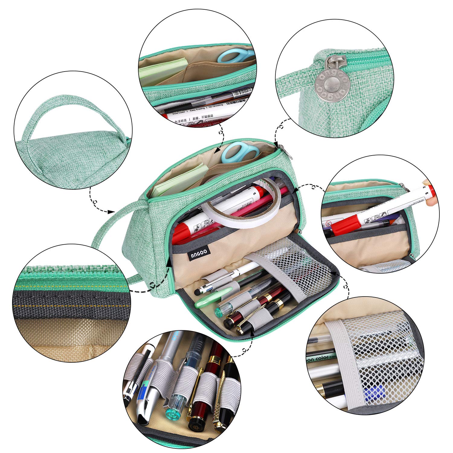 Galenecx Federmappe Groß - Wasserdichte Stifttasche Mit Reißverschluss