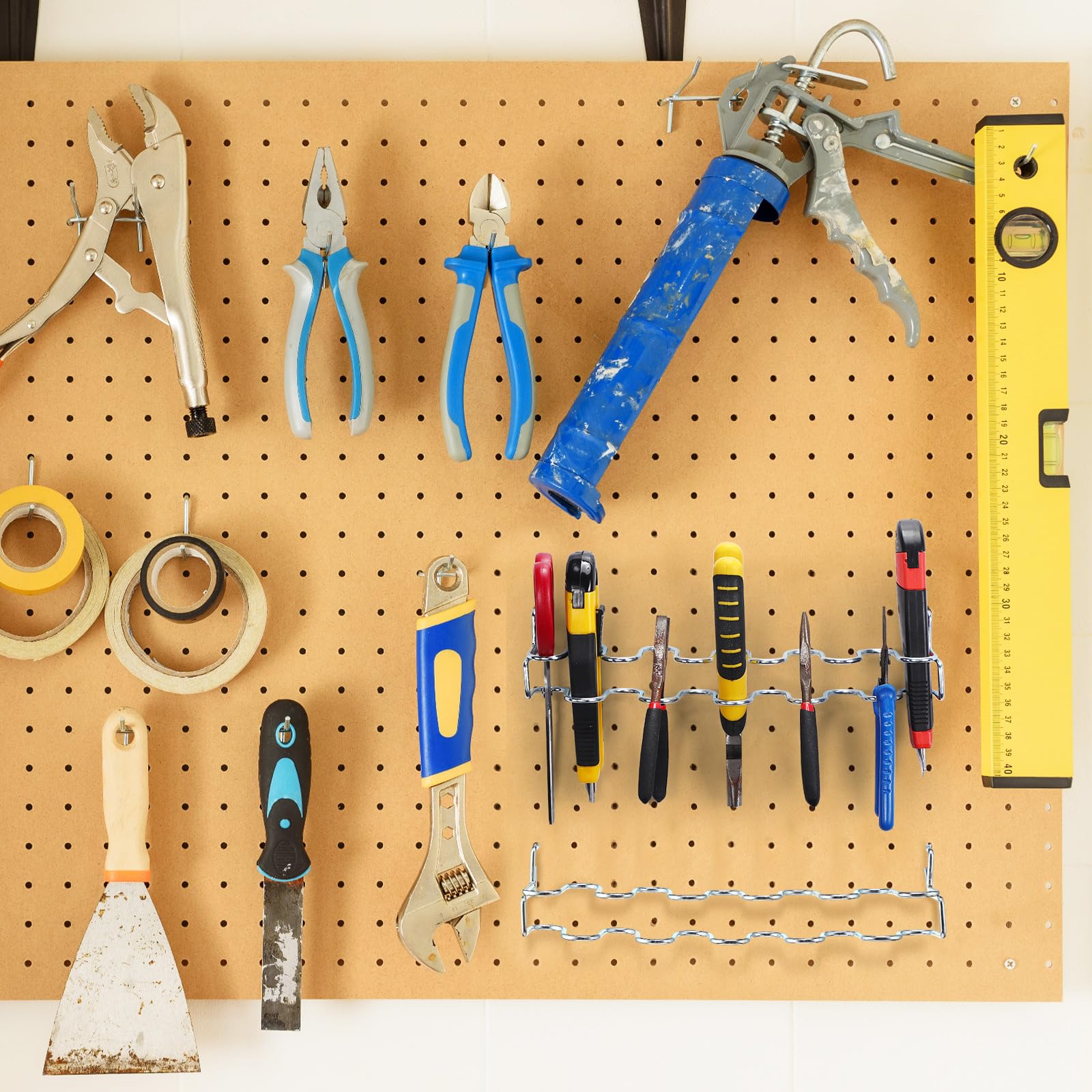 Pegboard Pliers Holder Rack - Holds 11 Pliers/Scissors, Saves Space, Fits Any Standard Pegboard, Zinc Plated Steel - View #7