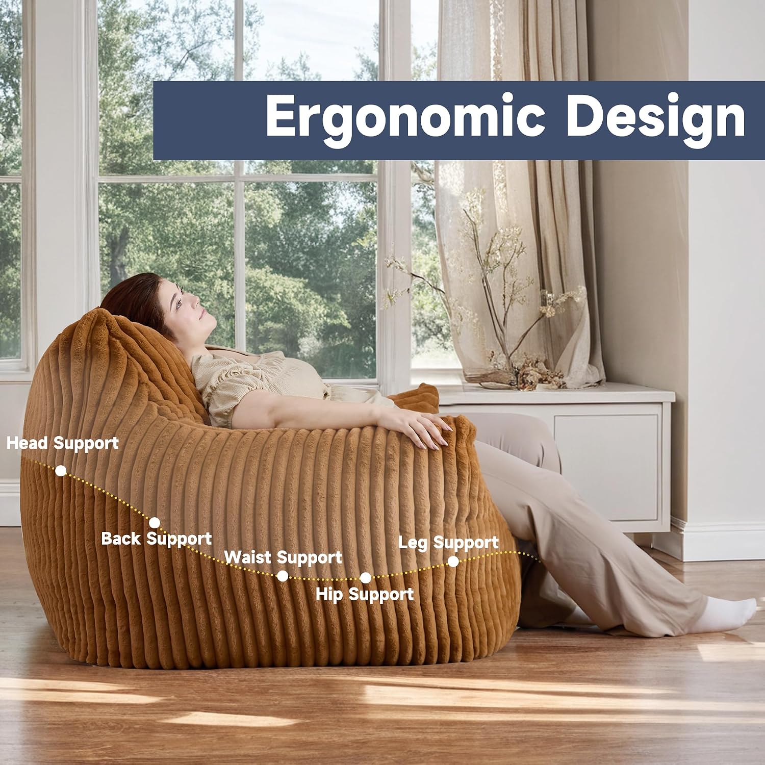 Oversized Bean Bag Chair for Living Room Furniture Bean Bag Chairs for Adults- Small Couch & Lounge Accent Chair for Living Room Chairs or Bedroom