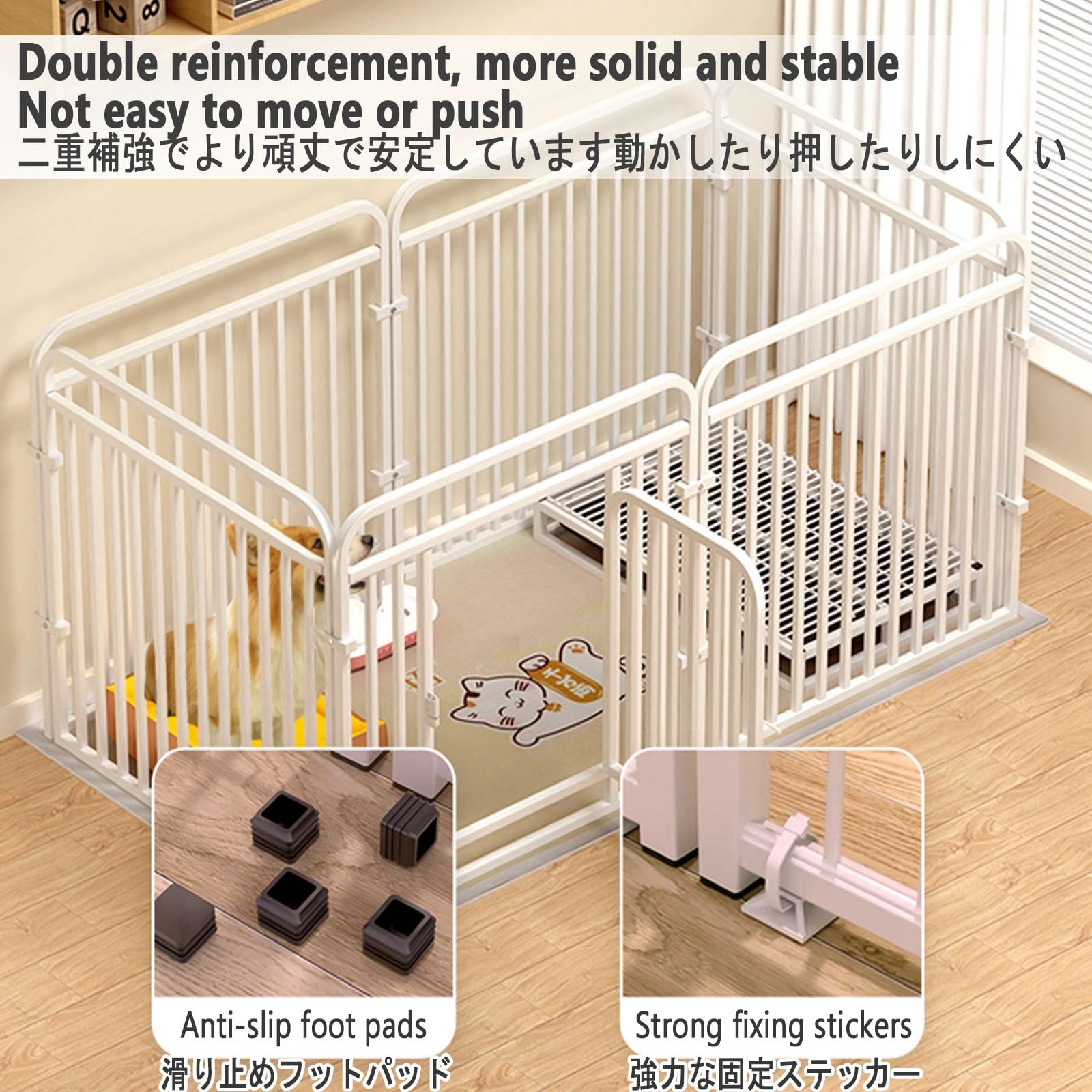 Parque para Perros Vallas para Perros， Corralito para Perros Pequeños y Medianos de Acero para Interior y Exterior，para Cachorros, Gatos, Conejos, Hurones(White,B_47.2X23.6X23.6IN)