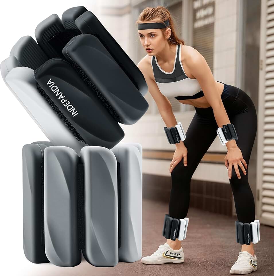 Wrist & Ankle Weights for Women and Men, 2lbs/4lbs Pairs Adjustable Silicone Weighted Bangles for Arm & Leg Workouts, Perfect for 