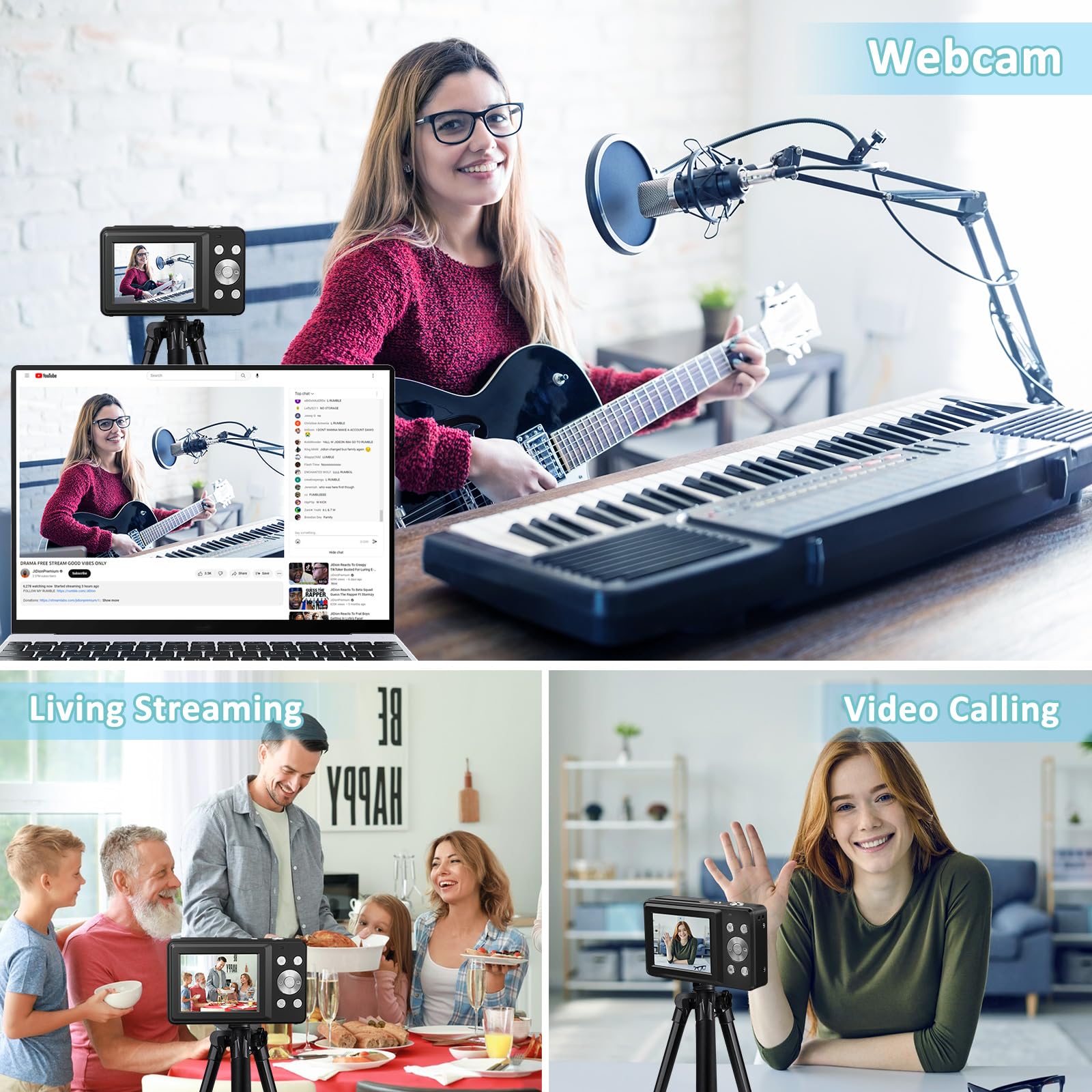 Cámara Digital, 1080P HD Camara Fotos Digital 44MP Cámara De Fotos Digital con Zoom 16X, Cámara Compacta con Tarjeta De 32 GB, Camara de Fotos para Niños, Adolescentes, Adulto, Principiantes