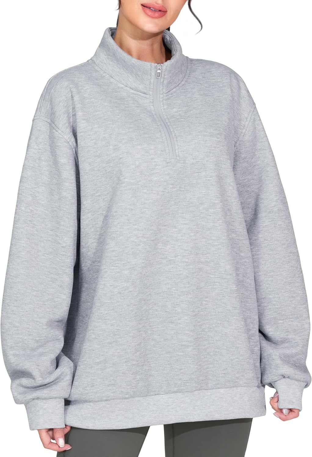 THE GYM PEOPLE Women's Oversized Sweatshirt Half Zip Fleece Pullover Long Sleeve Workout Tops - Image 3