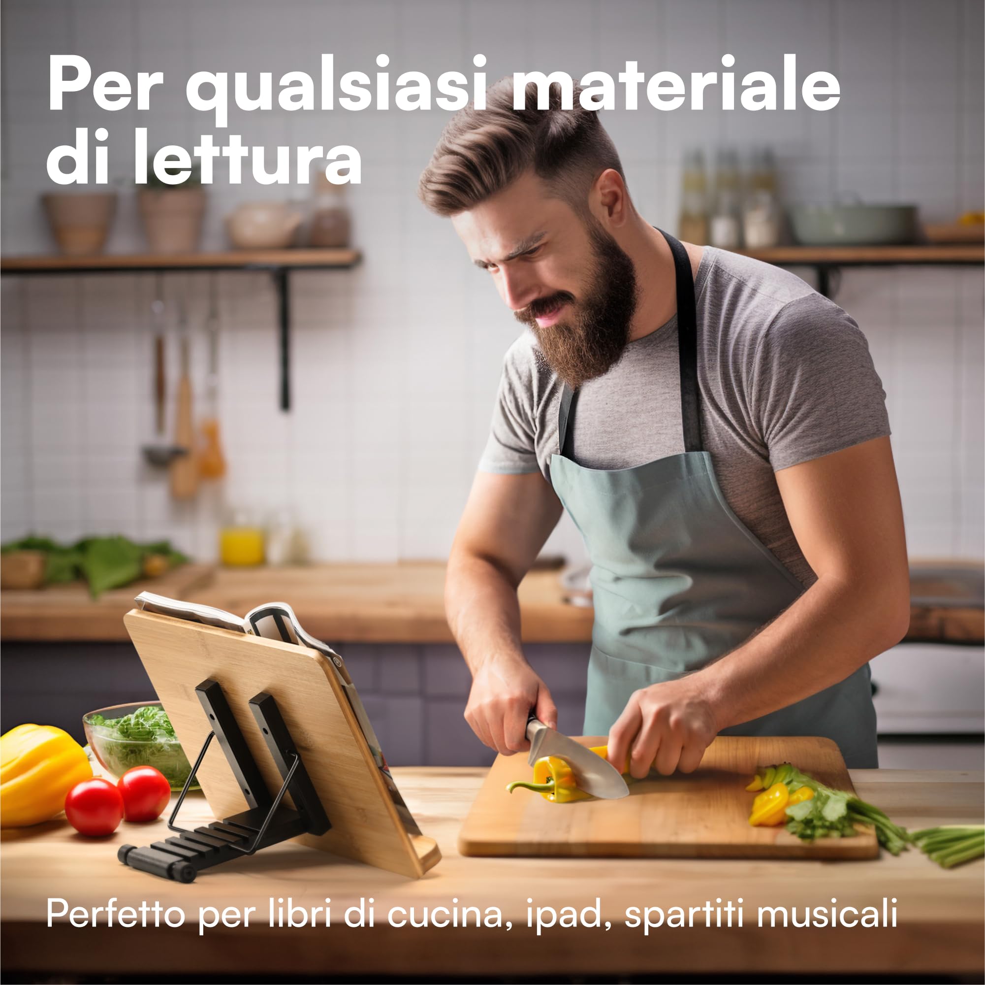H&S Leggio per Libri da Tavolo in Bambù - Leggio da Tavolo per Libri - Porta Libro Scrivania e Studio - Supporto Portatile Spartiti e Tablet - Poggia Libro Lettura
