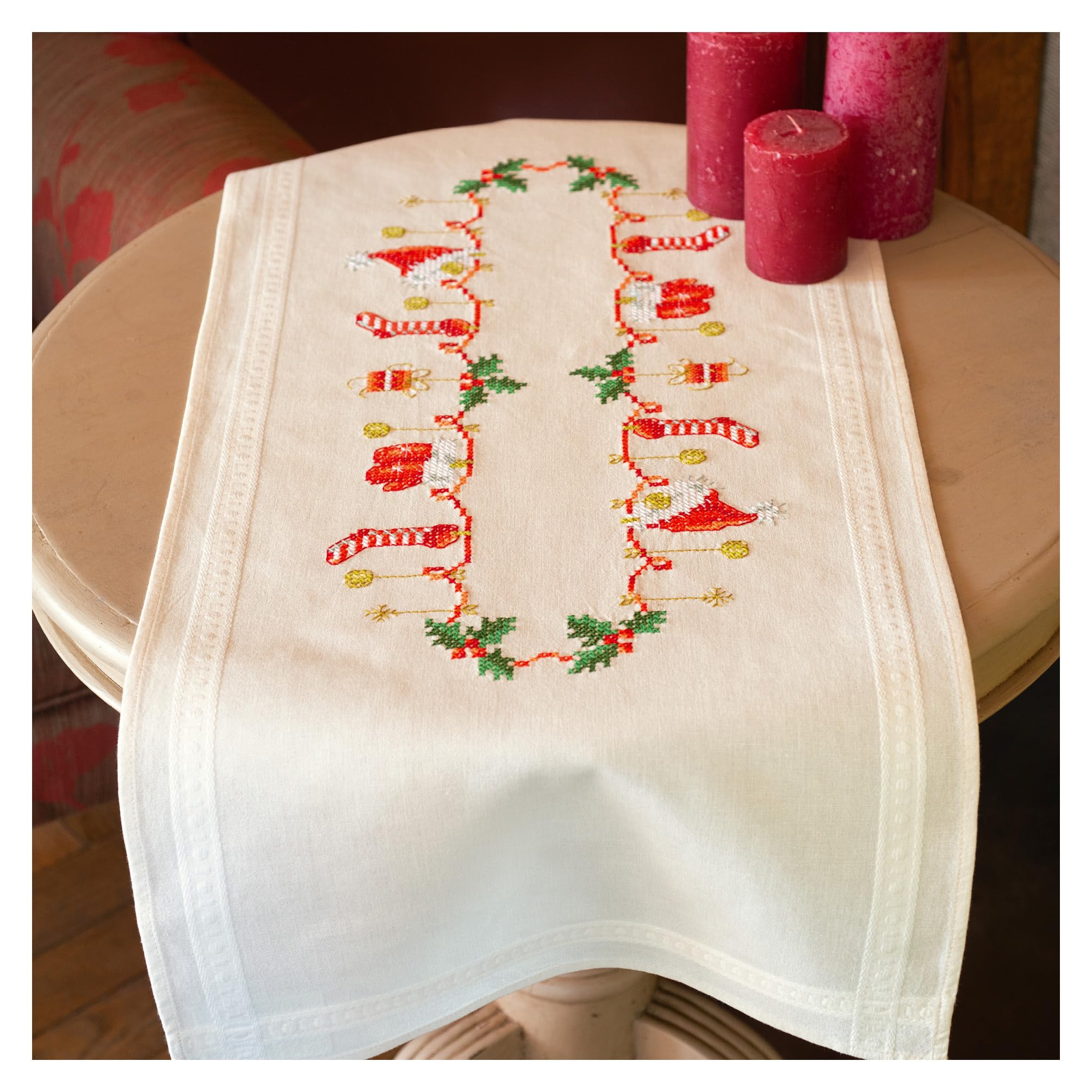 Vervaco tablerunner stitch embroidery kit Christmas , stamped, diy