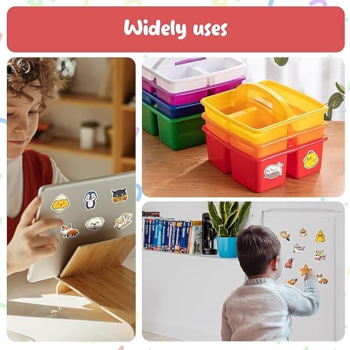 Miniatura 6 de Kolmi 100 calcomanías de animales lindos para niños, calcomanías grandes de animales para niños, impermeables, aptas para lavavajillas, paquetes de