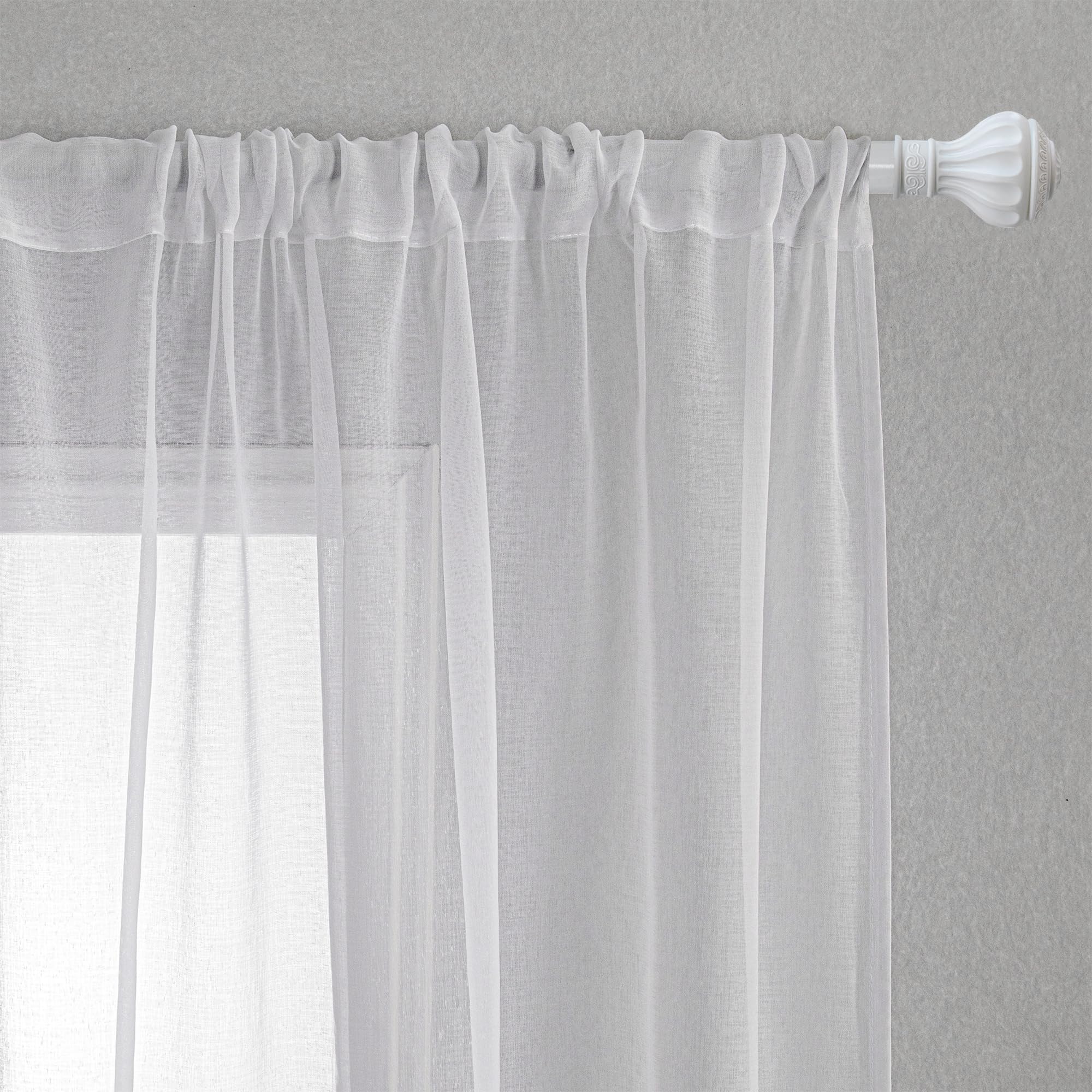 MYSKY HOME Transparente Vorhänge halbdurchsichtiger Sichtschutzvorhang Fensterdekorationen 2er Sets Weiß Voile Gardinen mit Stangentasche, Weiss, H 175 x B 140 cm.
