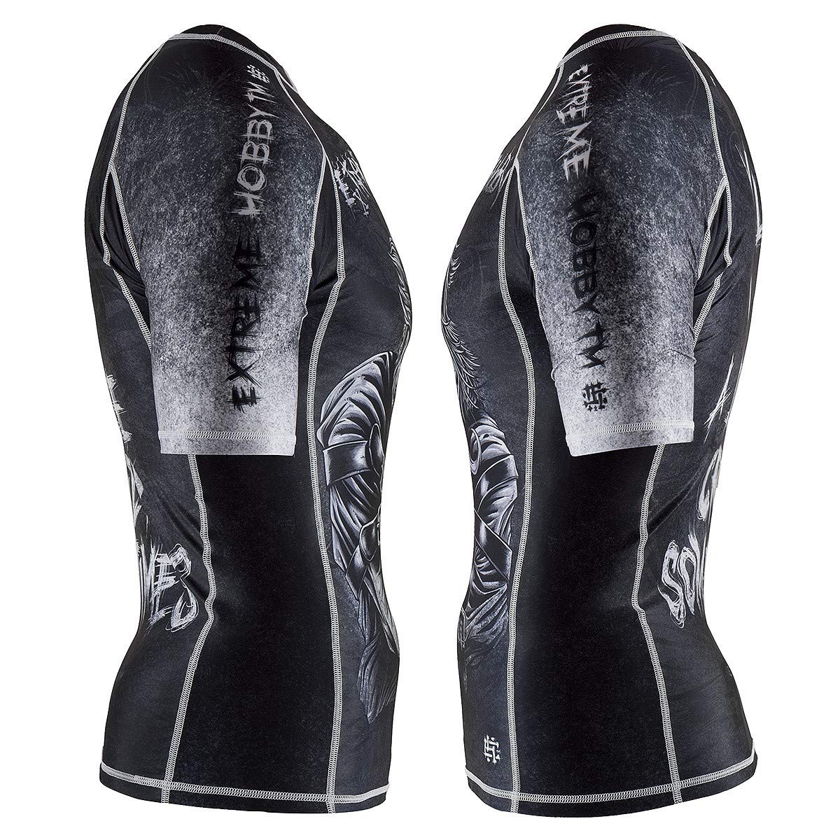 Koszulka kompresyjna z krótkim rękawem Rashguard Hardcore Training Rash Guard, męska koszula kompresyjna, MMA, bokserska, koszulka funkcyjna, męska koszulka z krótkim rękawem, koszulka kompresyjna, męska koszulka do biegania, koszulka sportowa.., Psycho C